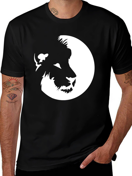 Lion Face Graphic Black T-Shirt