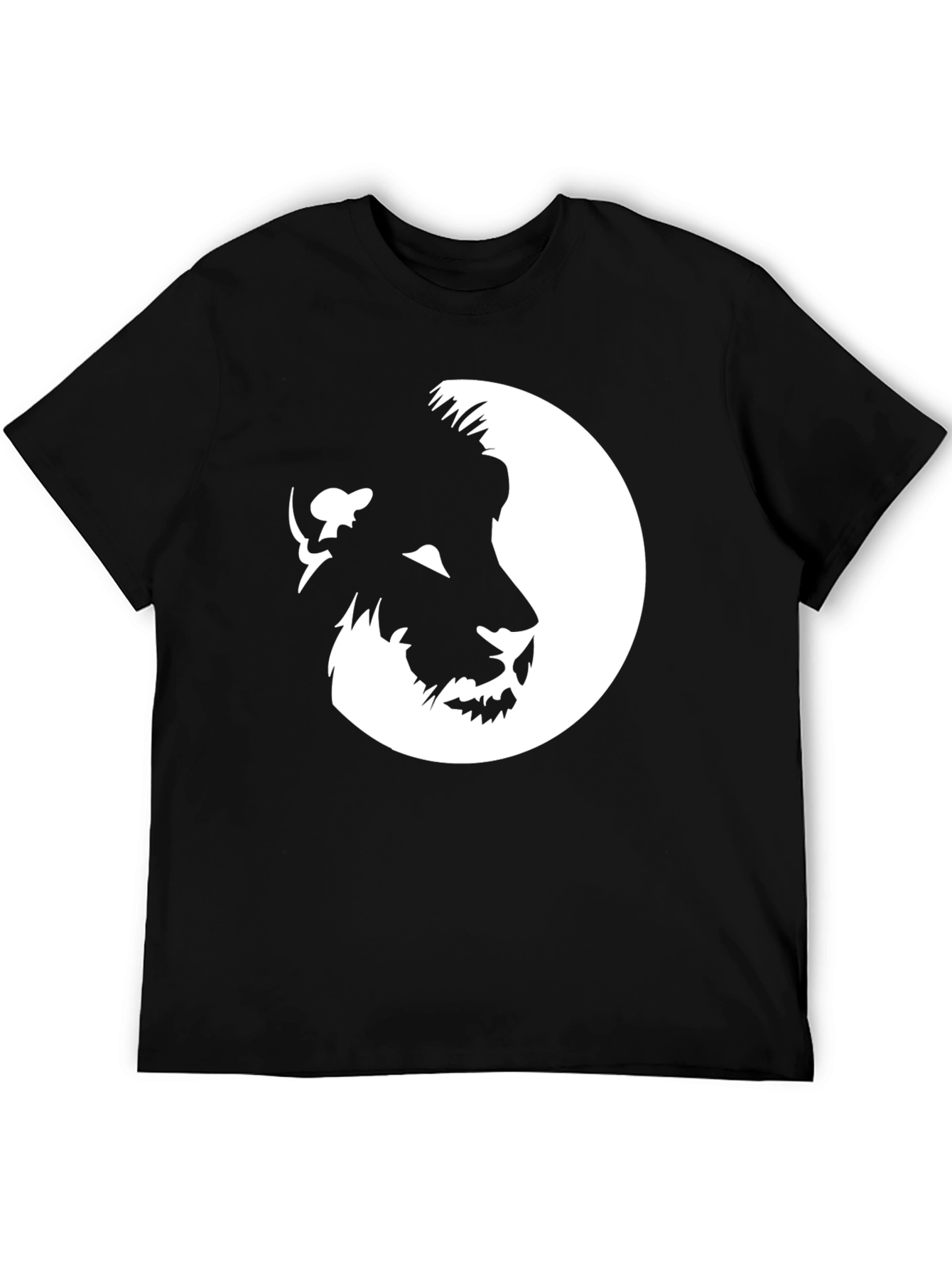 Lion Face Graphic Black T-Shirt