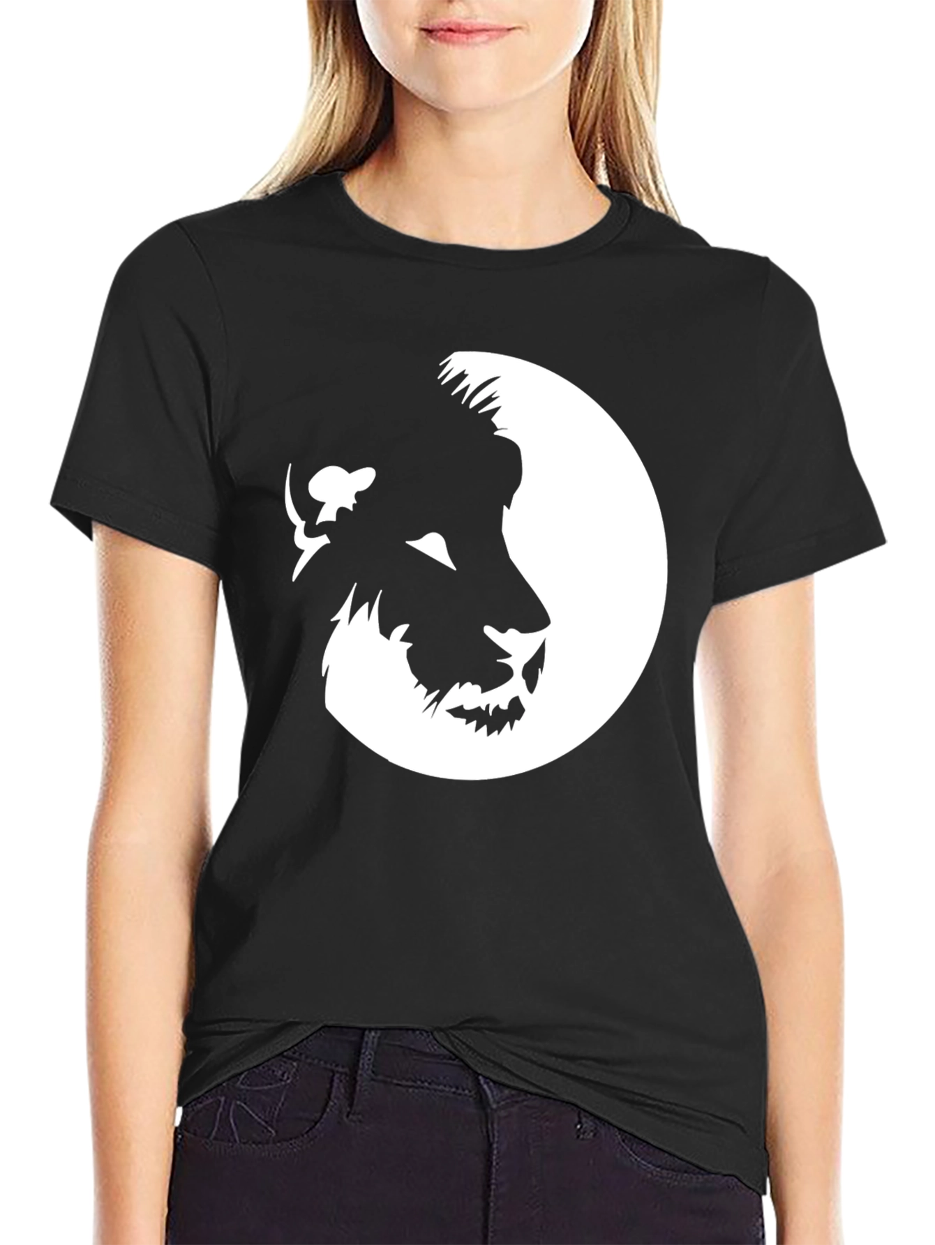 Lion Face Graphic Black T-Shirt