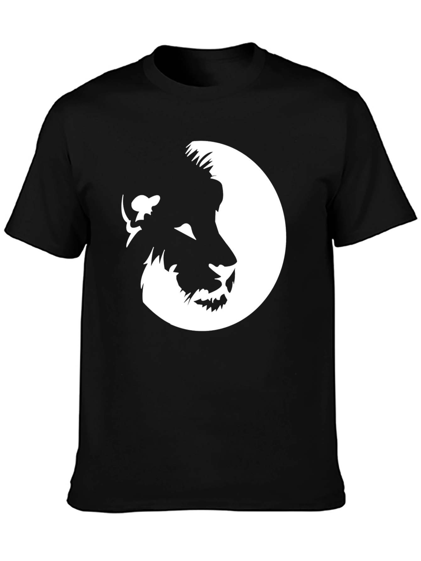 Lion Face Graphic Black T-Shirt