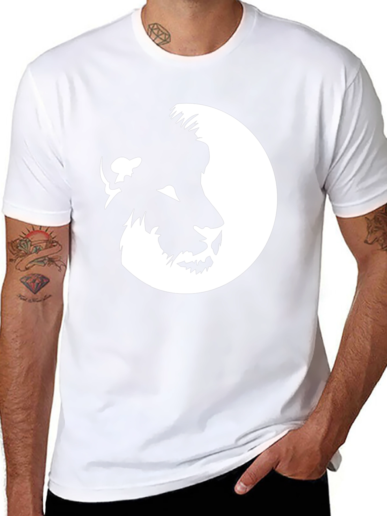 Lion Face Graphic Black T-Shirt