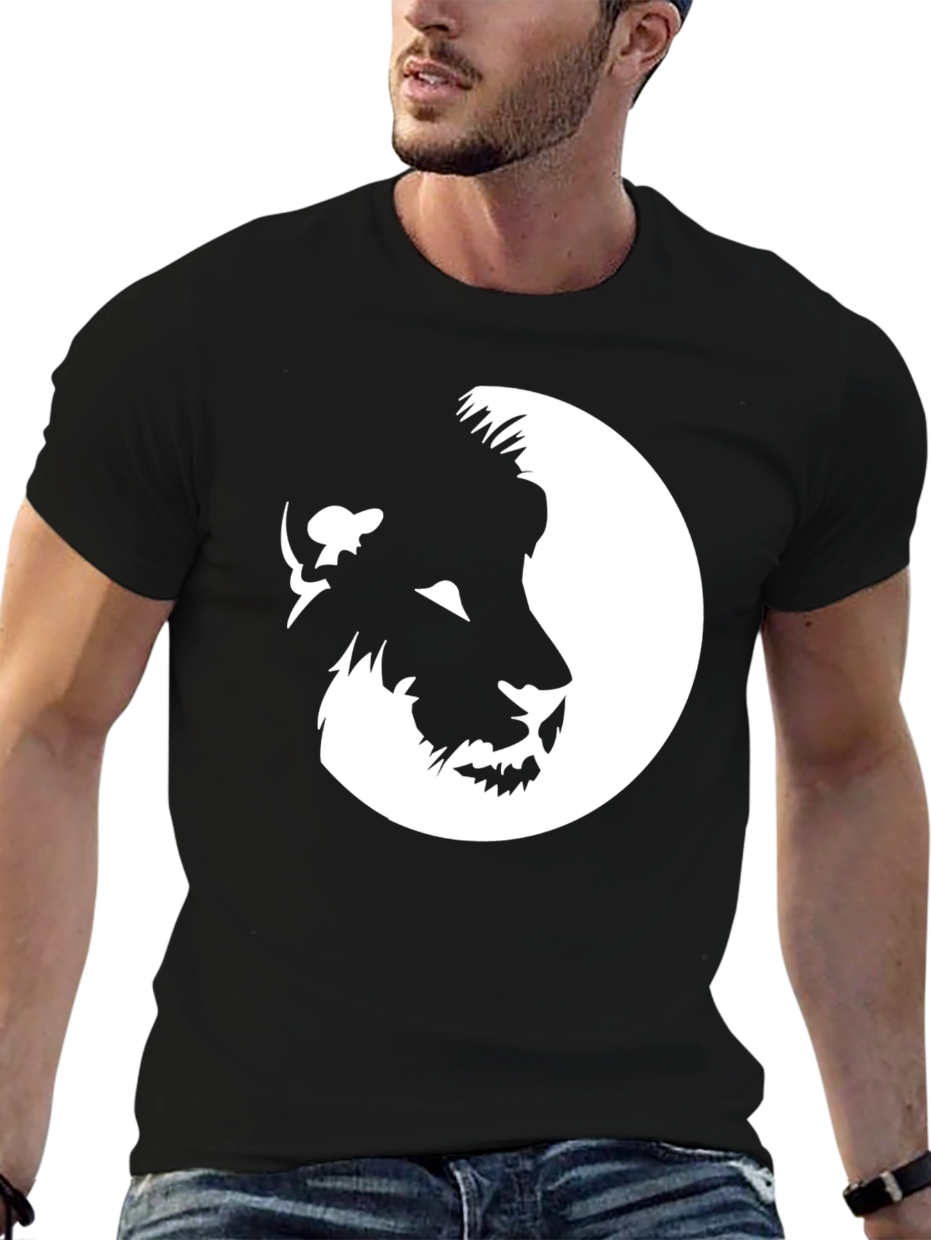 Lion Face Graphic Black T-Shirt
