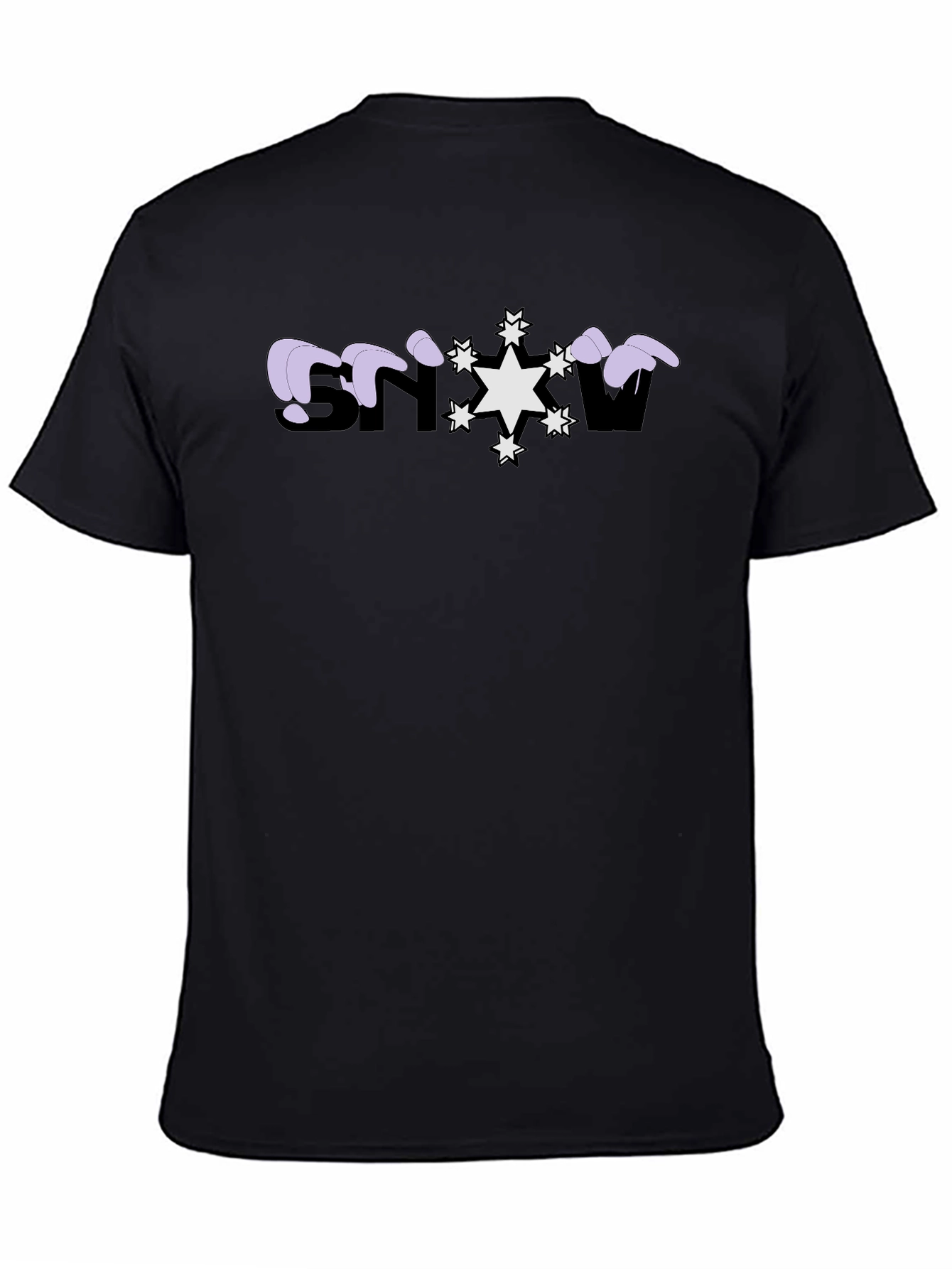 Snowflake Graphic Print Black T-Shirt