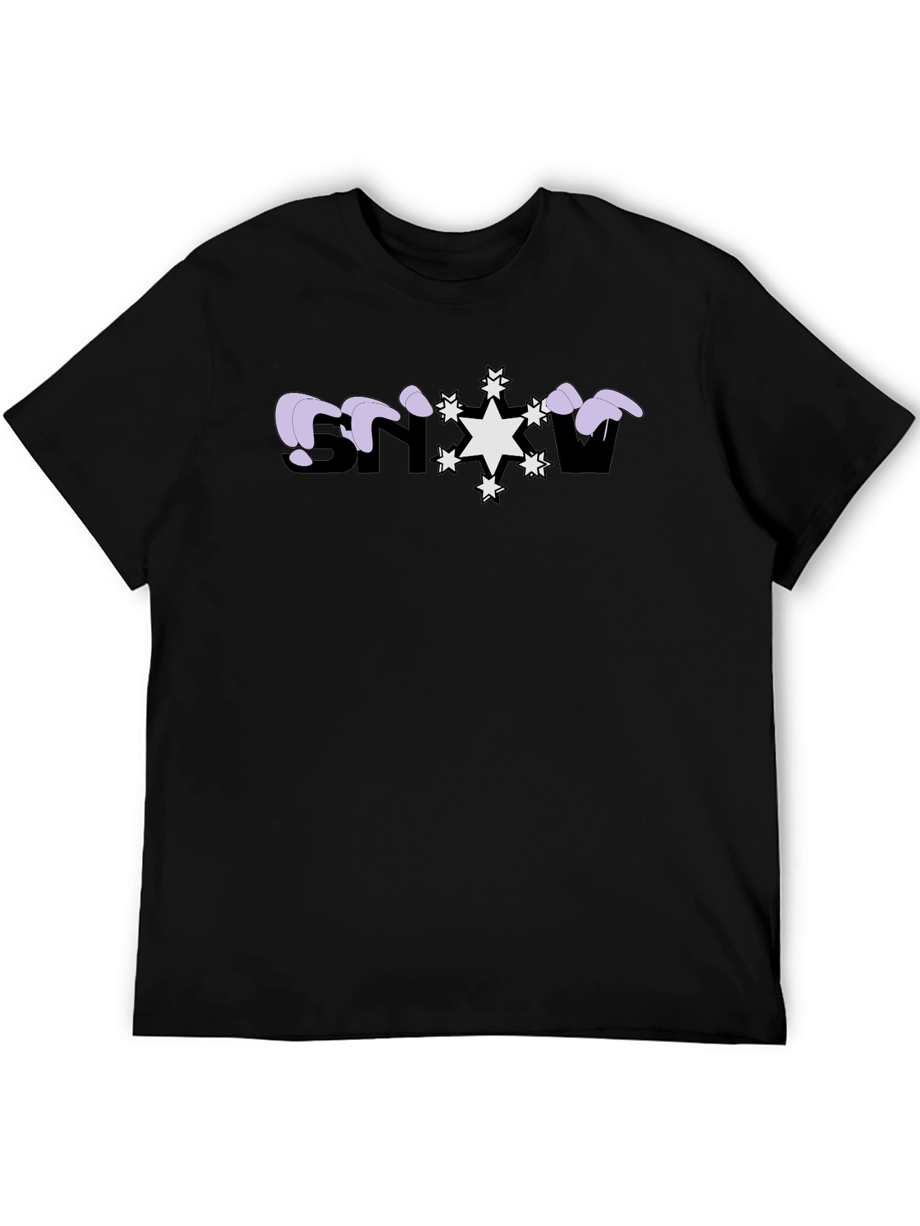 Snowflake Graphic Print Black T-Shirt