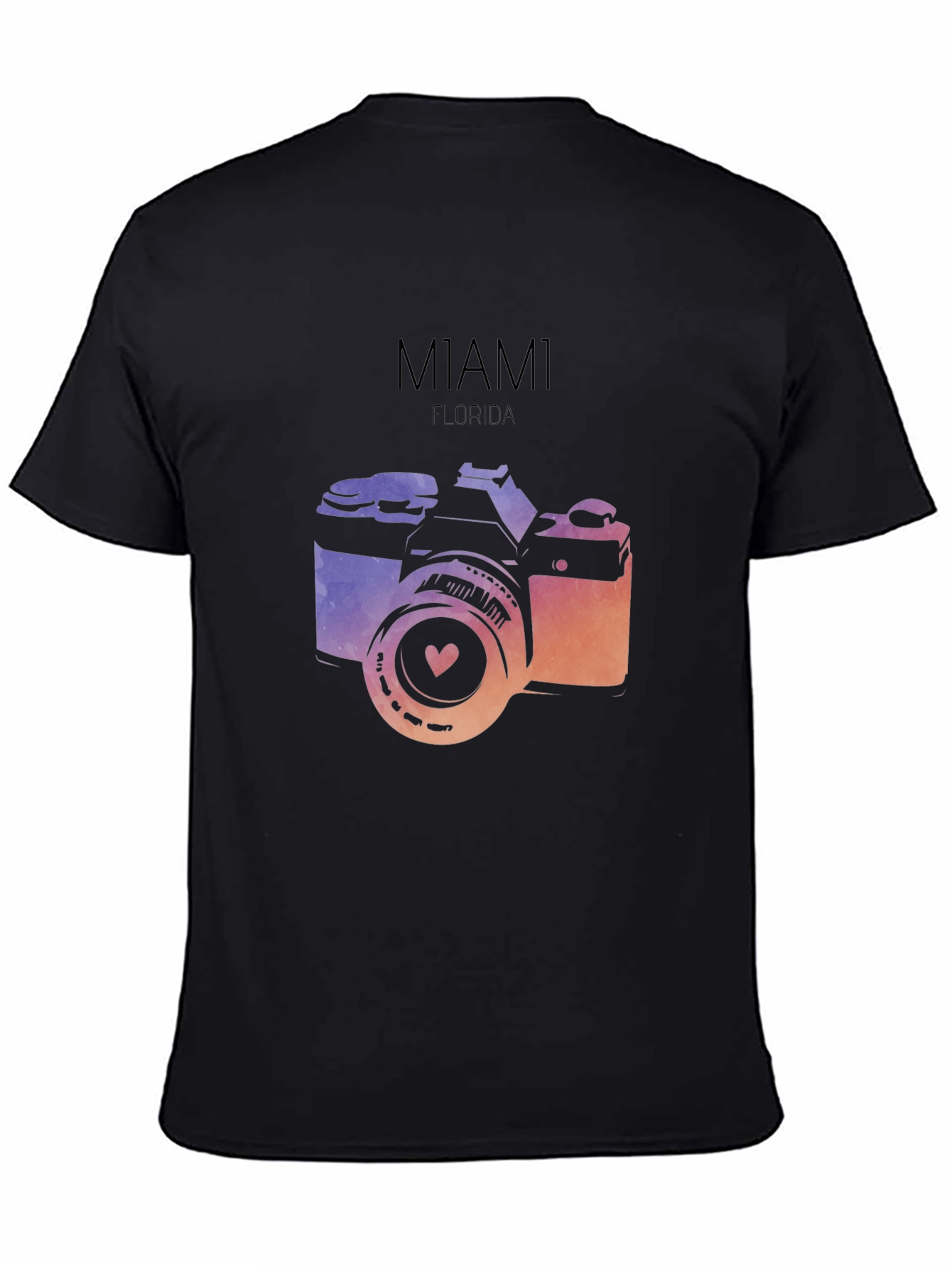 Miami Florida Camera Graphic T-Shirt - Black