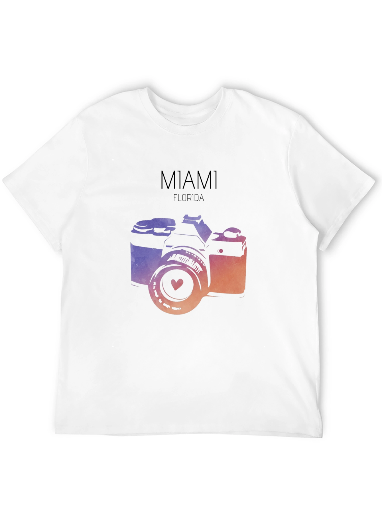 Miami Florida Camera Graphic T-Shirt - Black