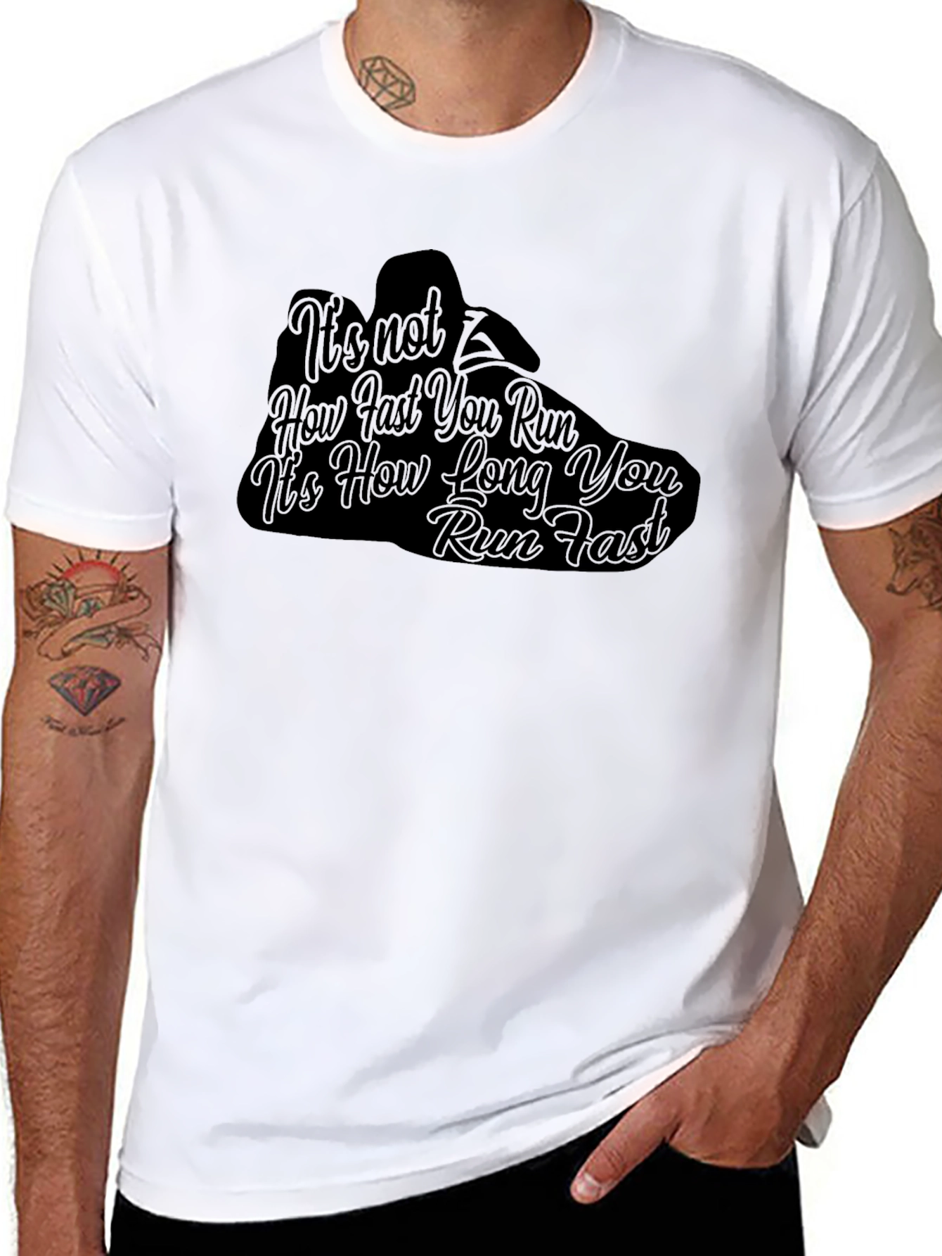 Running Motivation Black T-Shirt - How Long You Run