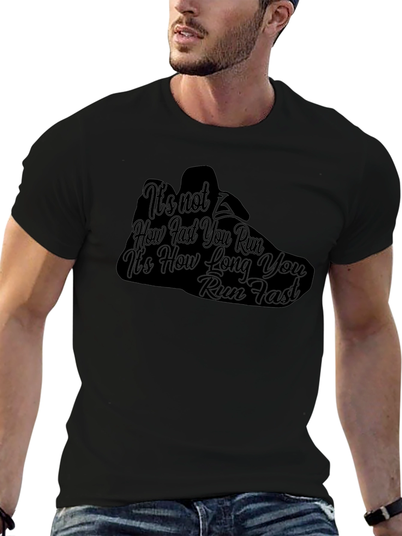 Running Motivation Black T-Shirt - How Long You Run