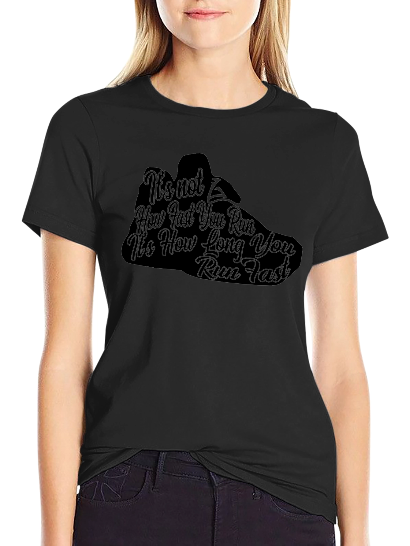 Running Motivation Black T-Shirt - How Long You Run