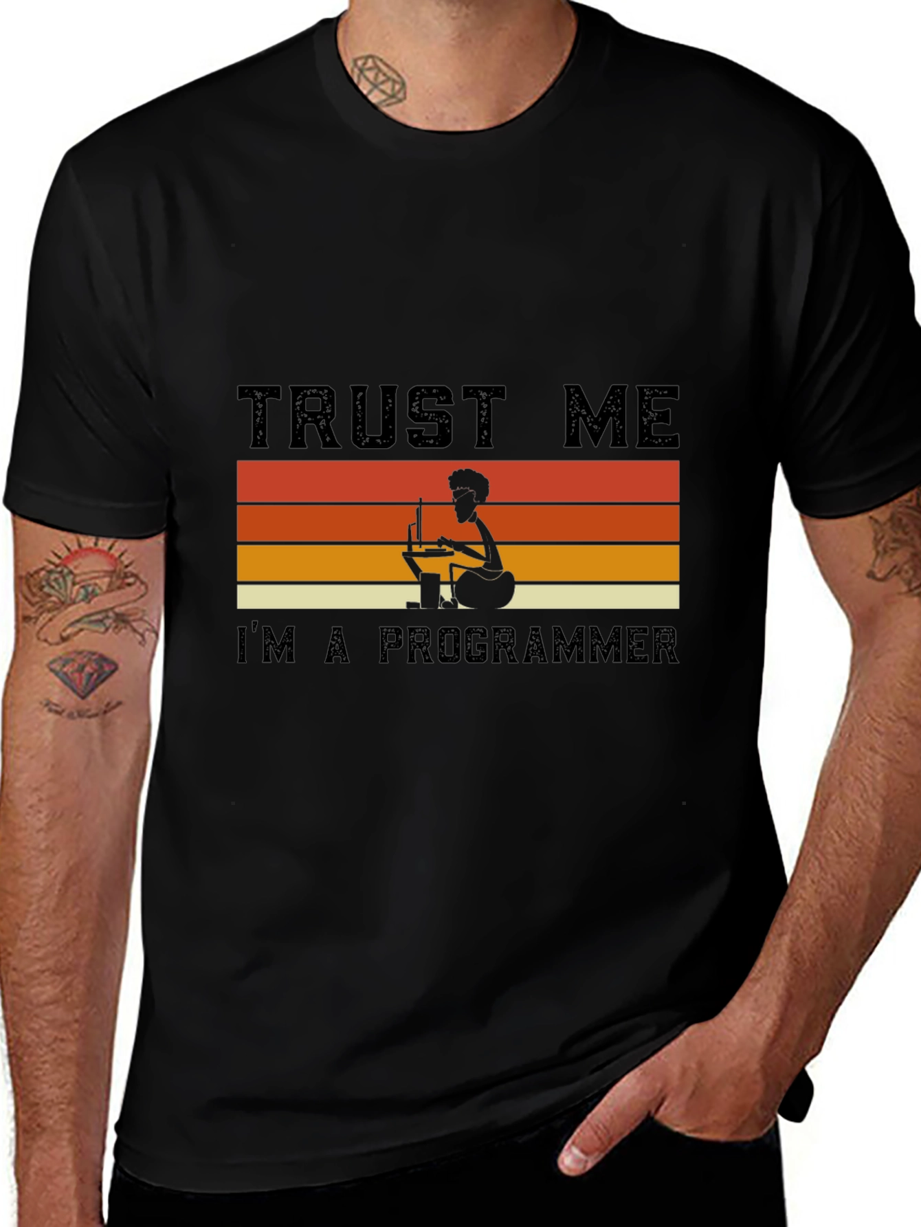 Trust Me Im a Programmer Retro Style Black T-Shirt