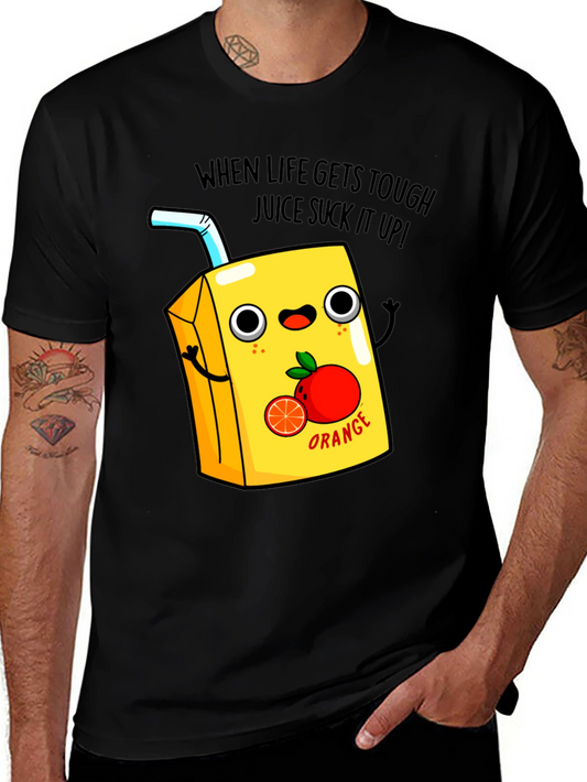 Orange Juice Cartoon Graphic T-Shirt - Funny Life Humor