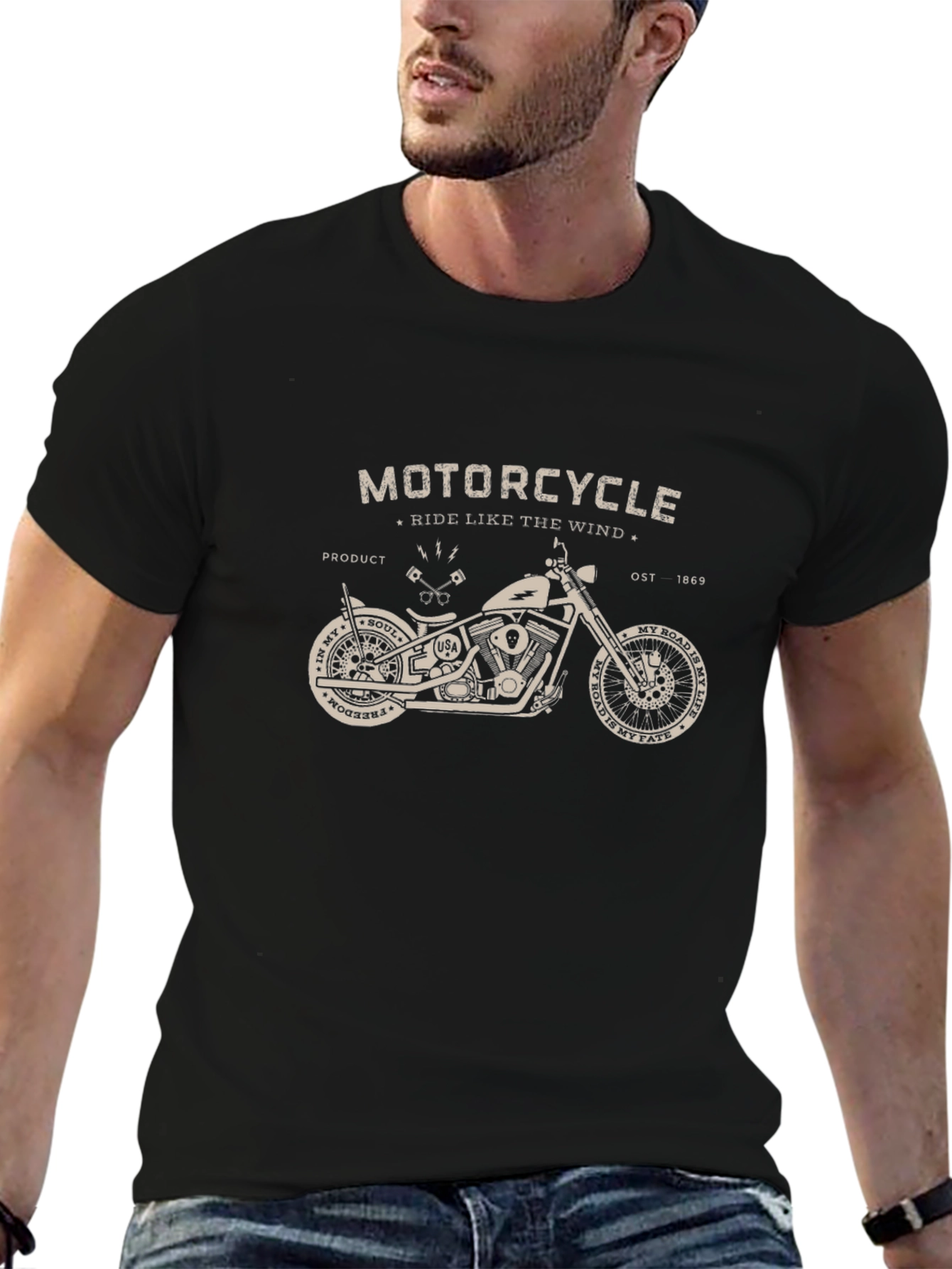 Motorcycle Ride Like the Wind Graphic Tee