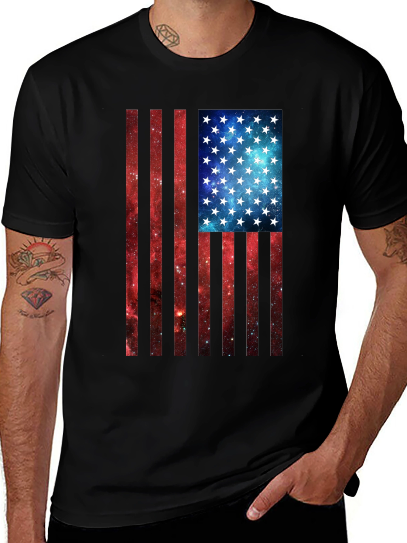 American Flag Galaxy Graphic Tee