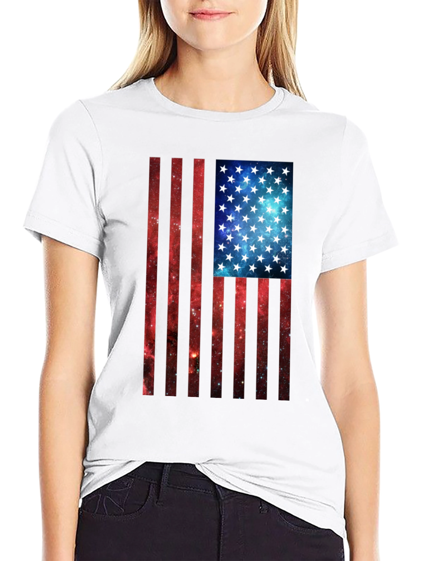 American Flag Galaxy Graphic Tee