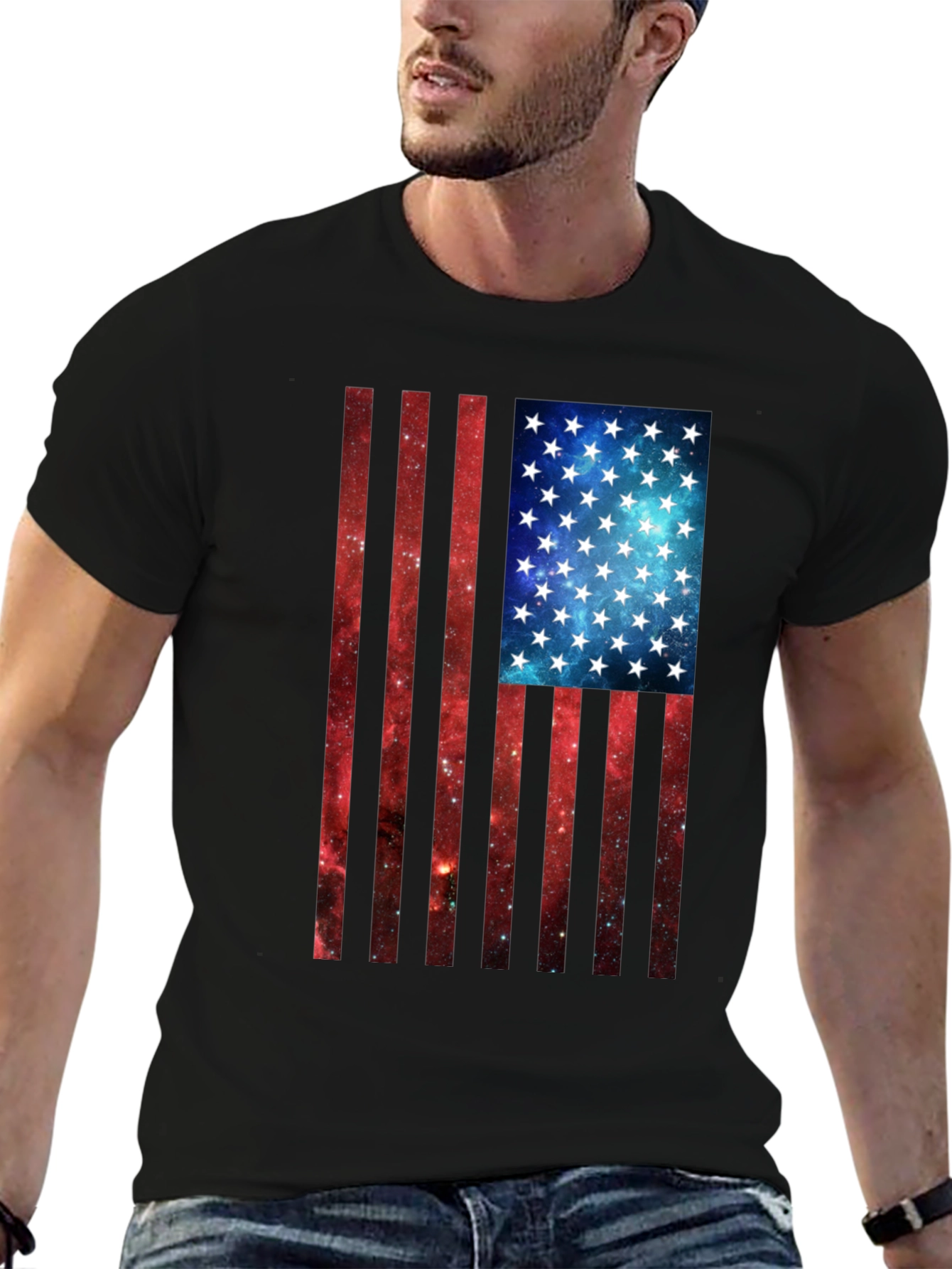 American Flag Galaxy Graphic Tee