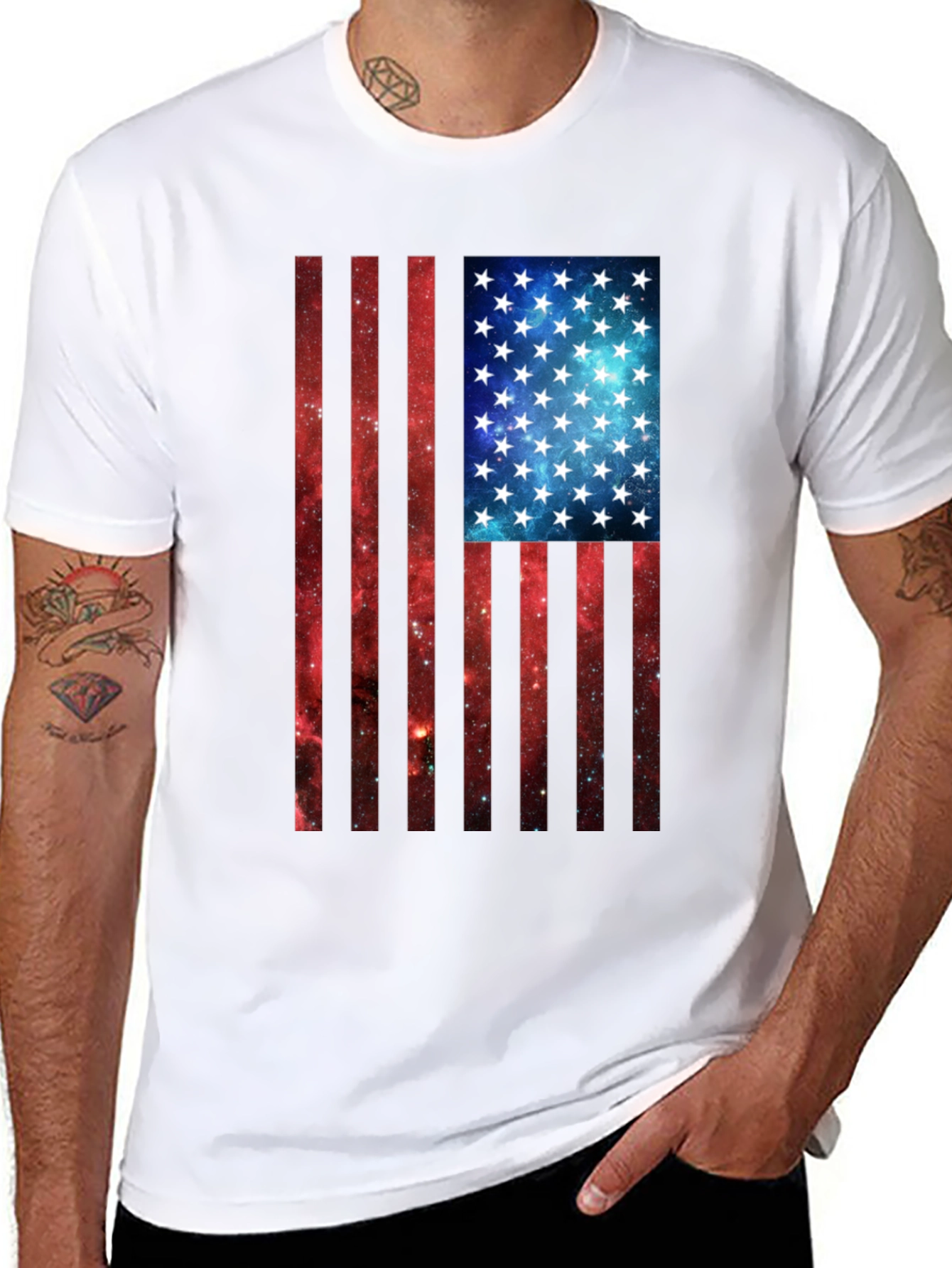 American Flag Galaxy Graphic Tee