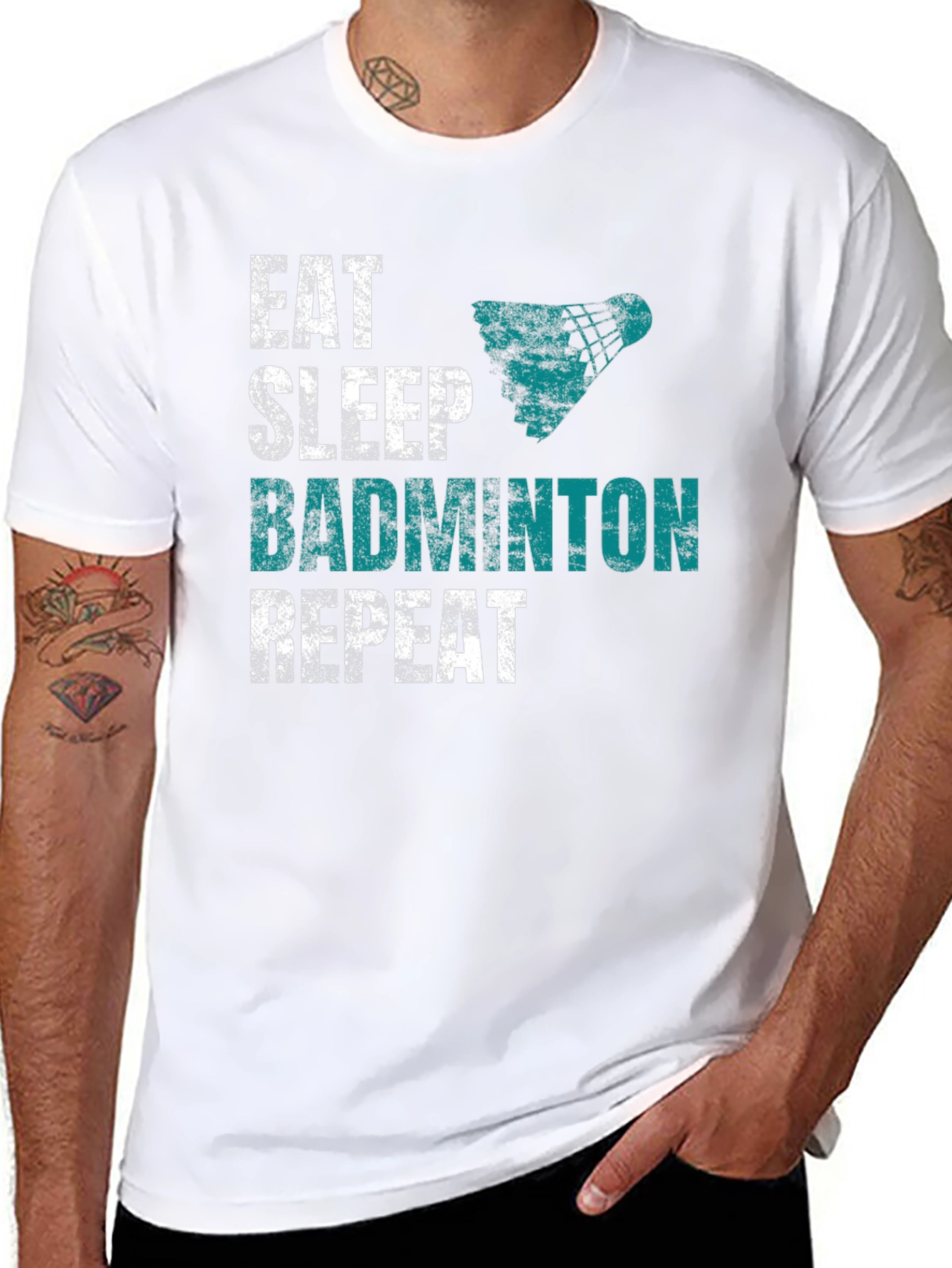 Eat Sleep Badminton Repeat Graphic Tee - Black