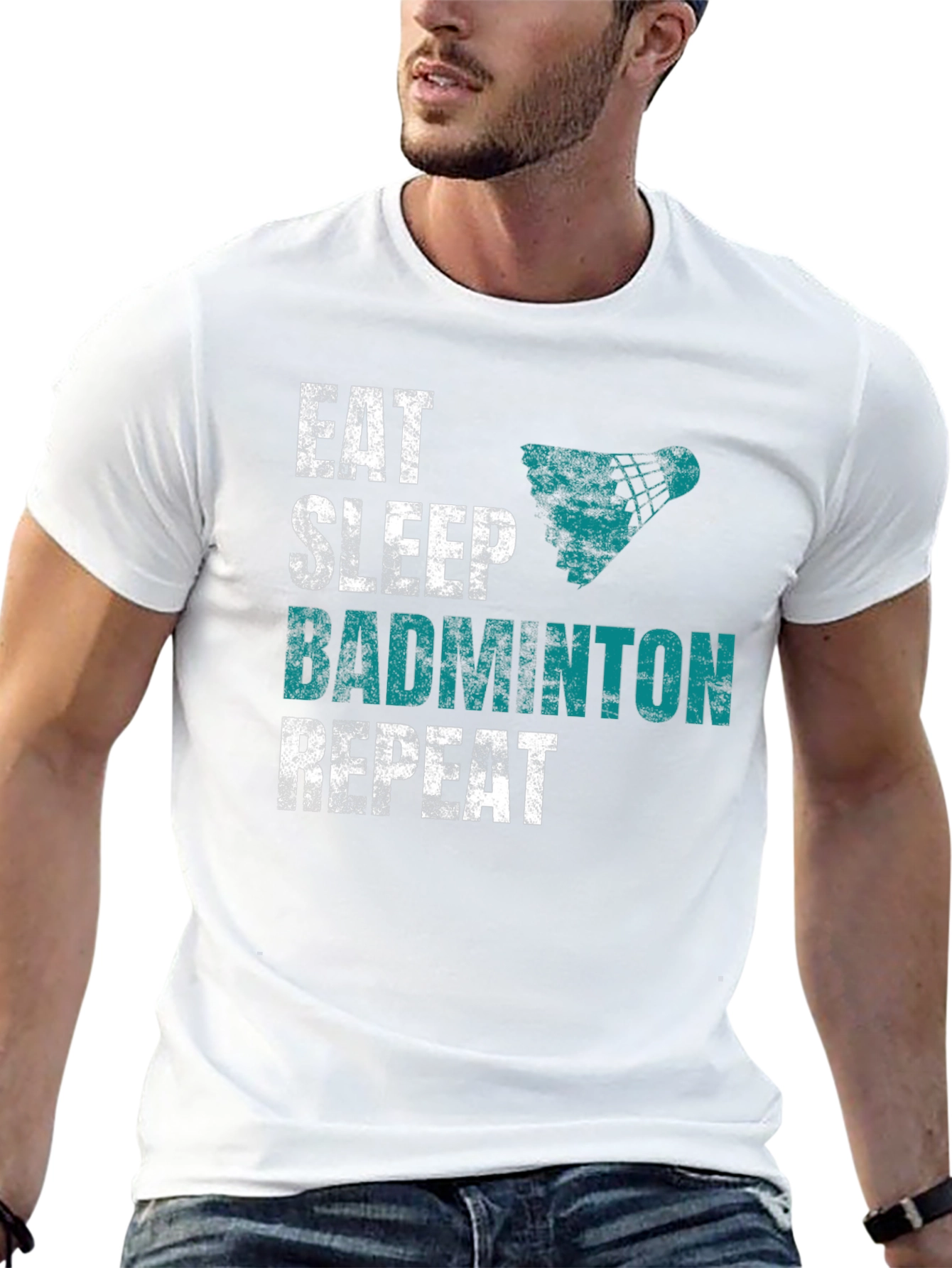 Eat Sleep Badminton Repeat Graphic Tee - Black