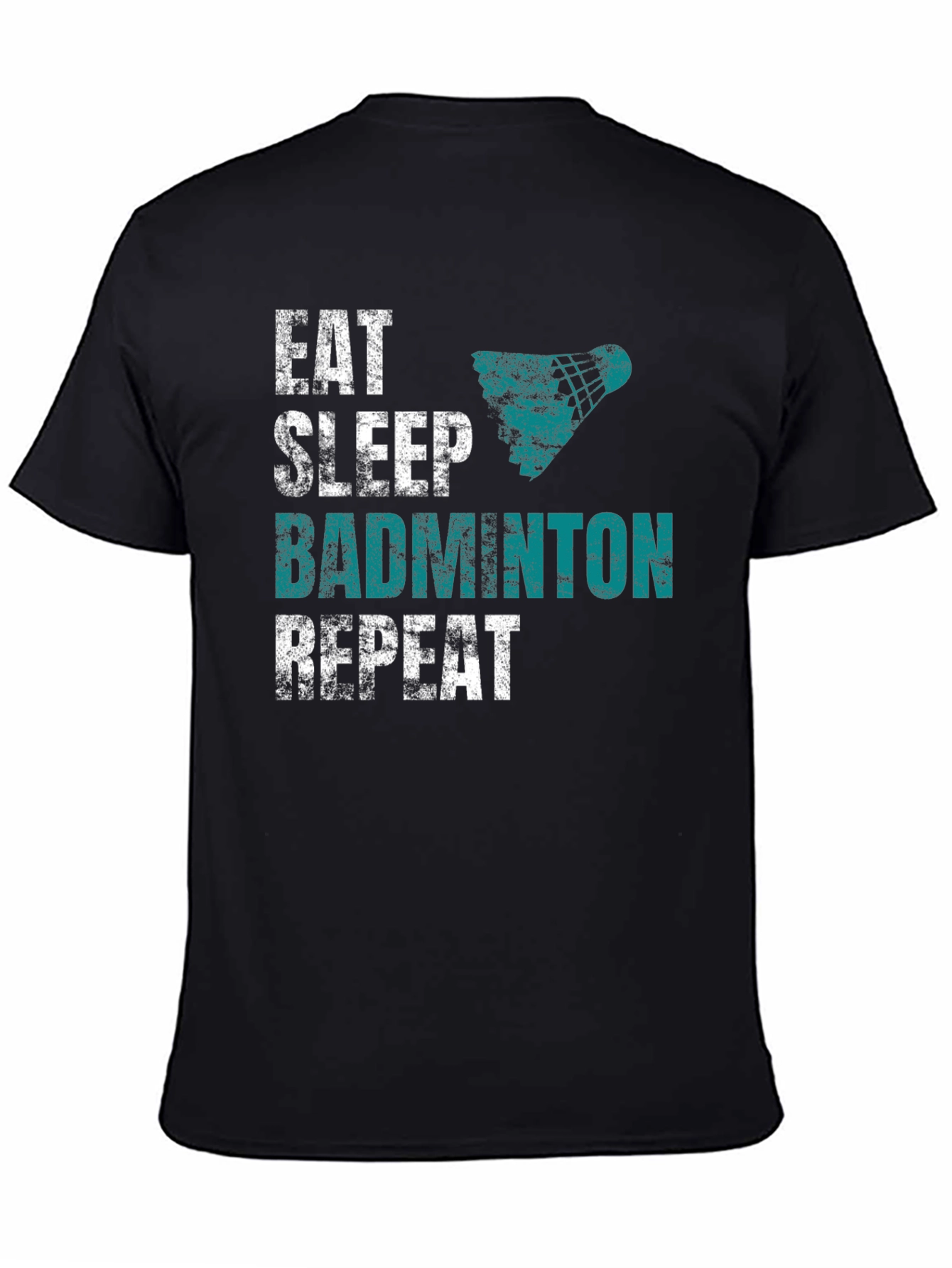 Eat Sleep Badminton Repeat Graphic Tee - Black