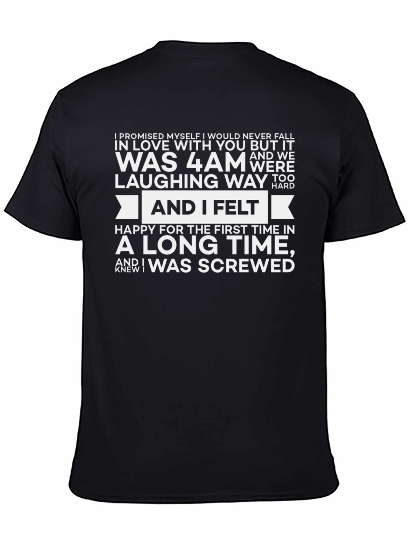 Humorous 4 AM Graphic Print Black T-Shirt