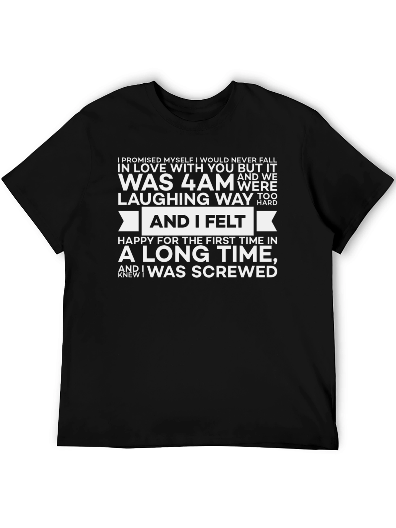 Humorous 4 AM Graphic Print Black T-Shirt