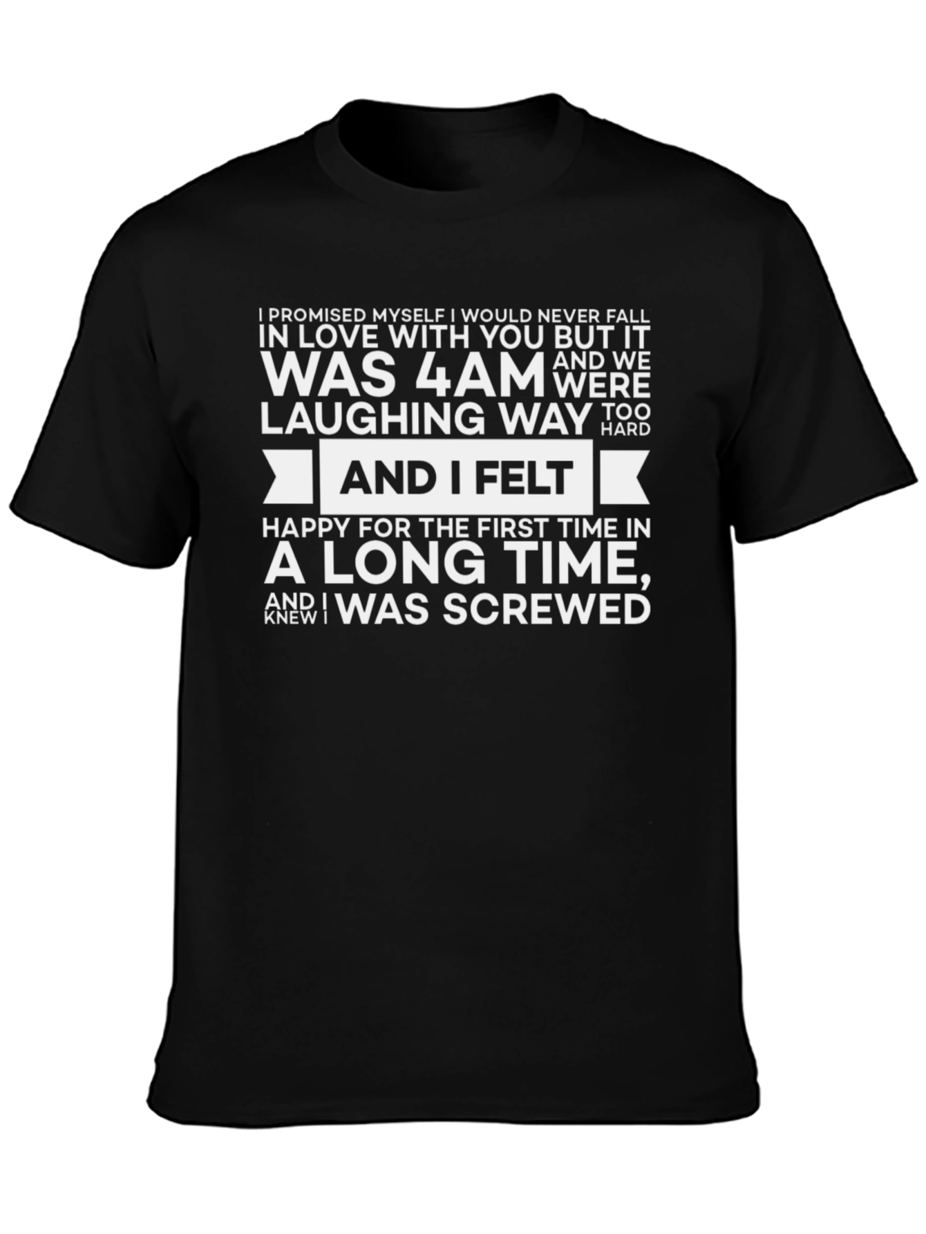Humorous 4 AM Graphic Print Black T-Shirt