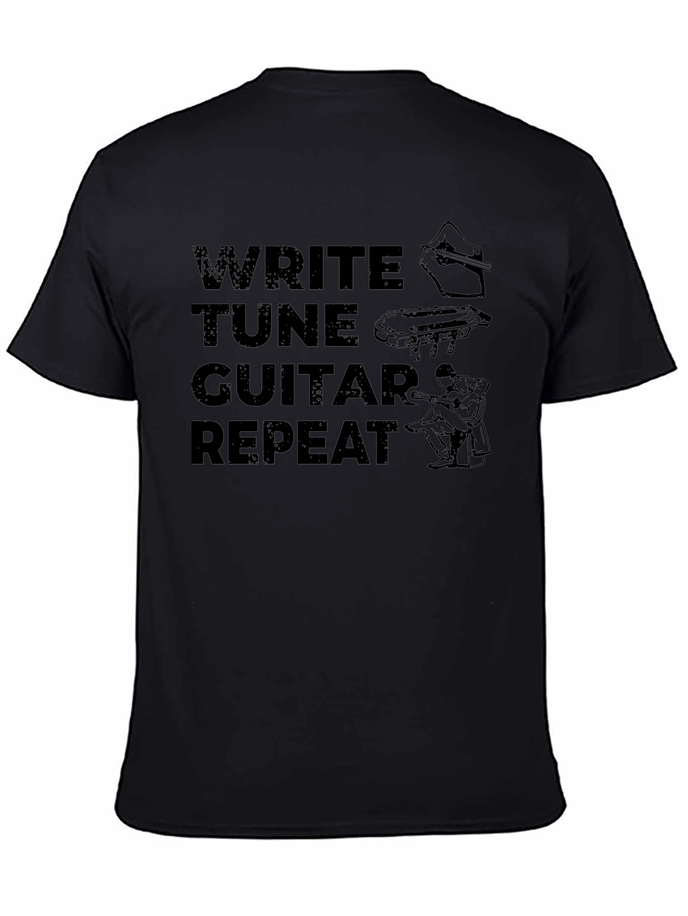 Write Tune Guitar Repeat - Musicians Black T-Shirt