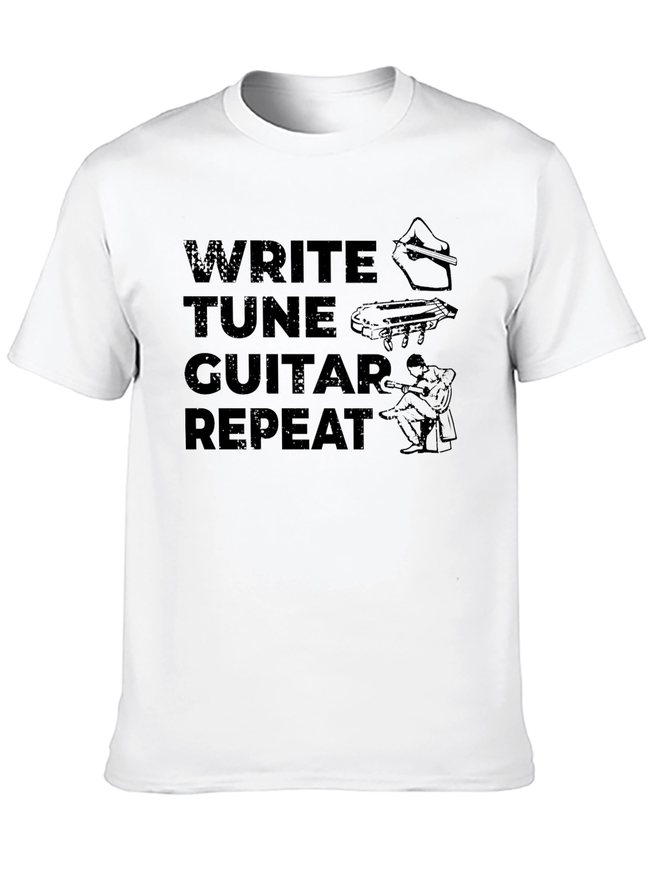 Write Tune Guitar Repeat - Musicians Black T-Shirt
