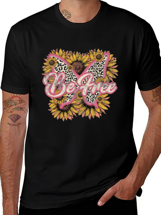 Be Free Butterfly Sunflower Graphic Tee