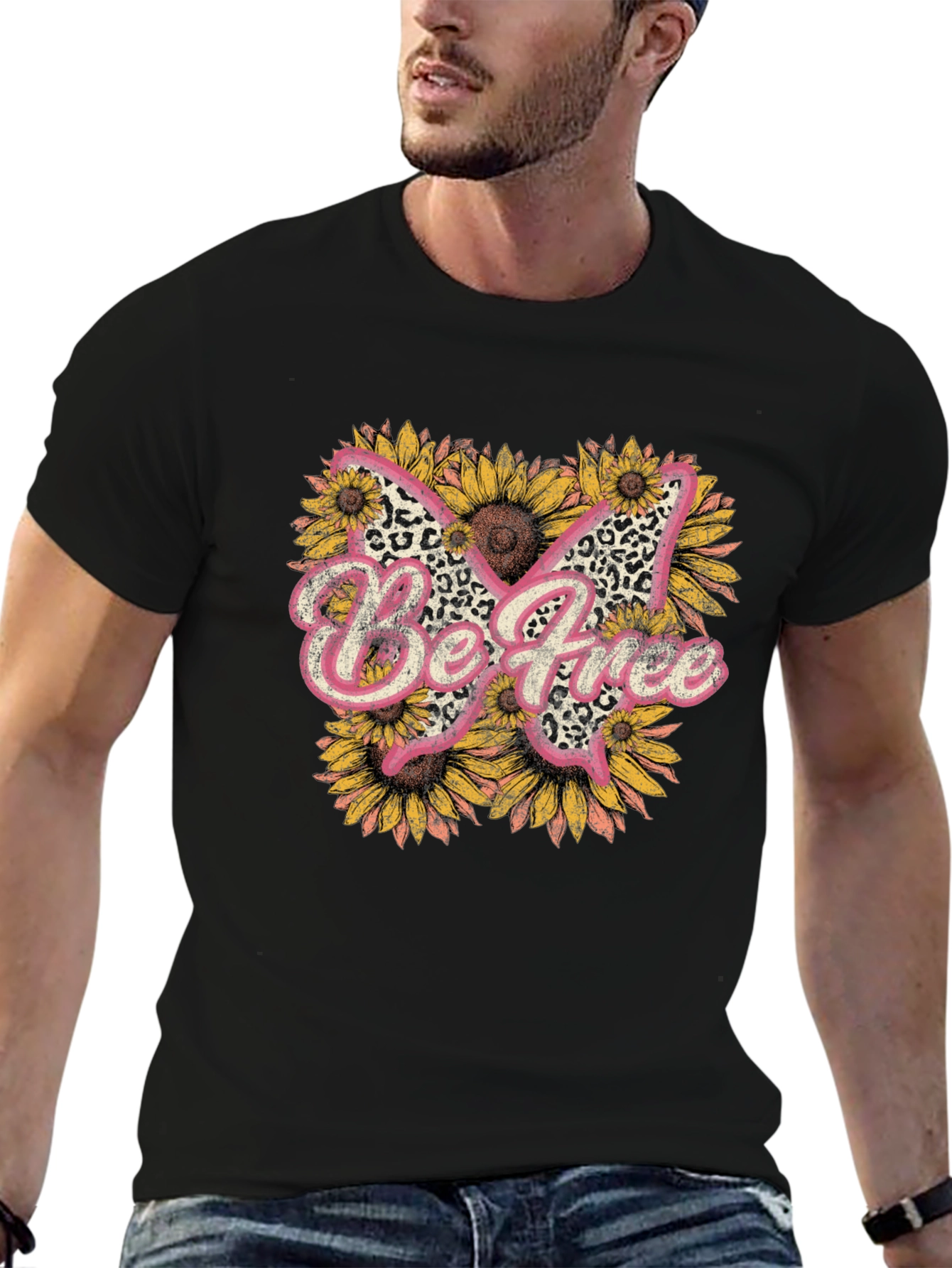Be Free Butterfly Sunflower Graphic Tee