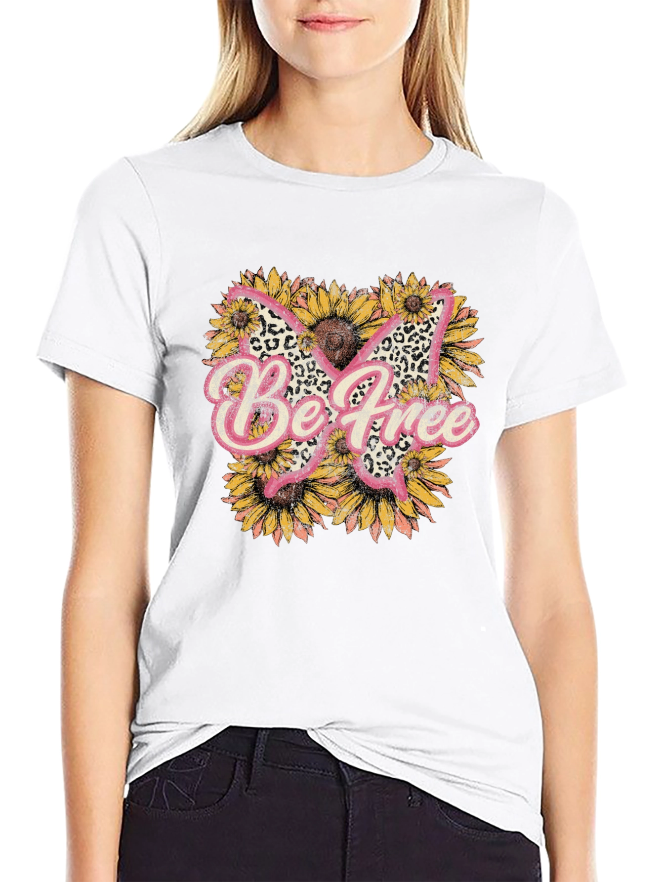 Be Free Butterfly Sunflower Graphic Tee