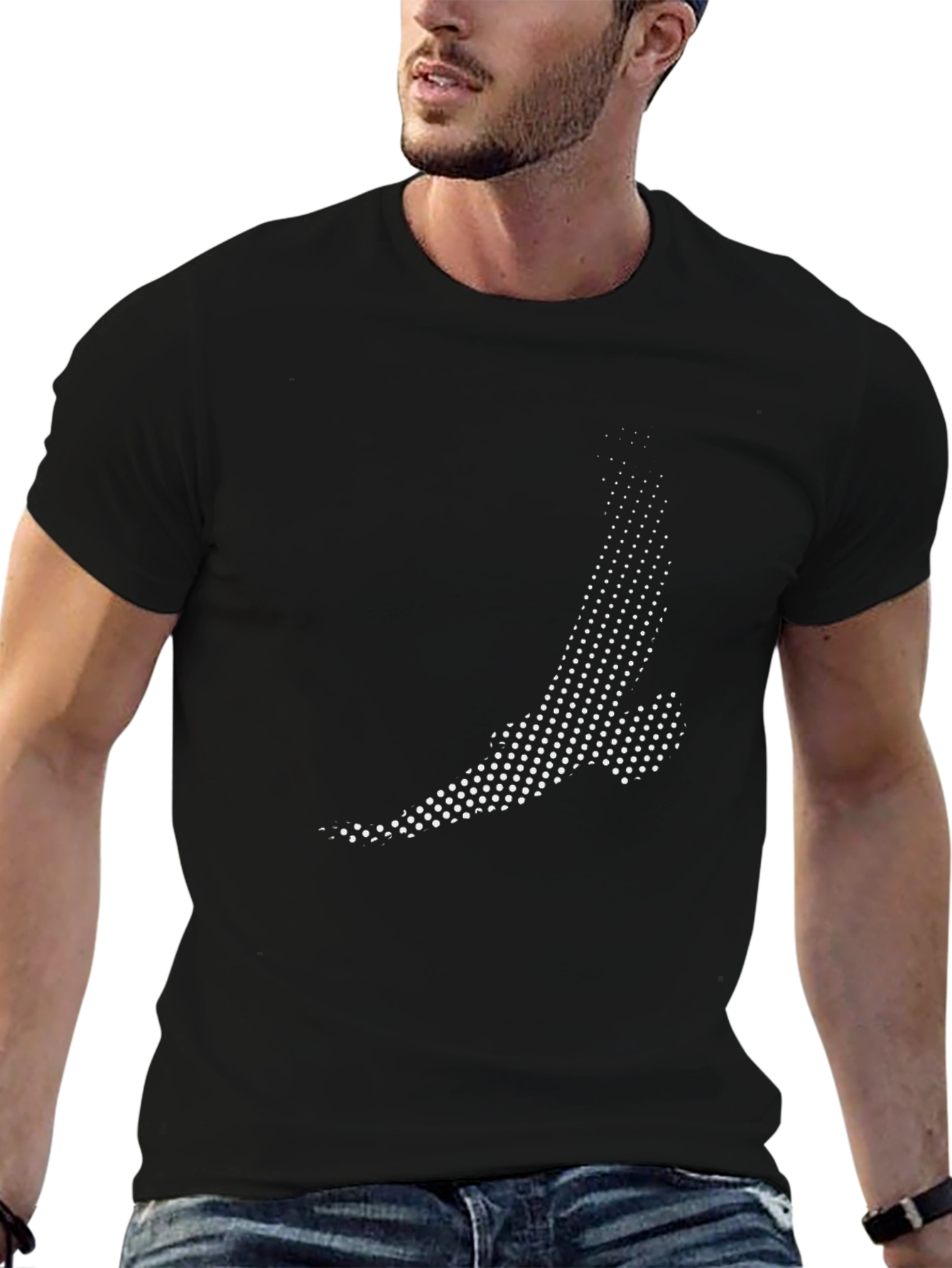 Abstract Bird Print Black T-Shirt