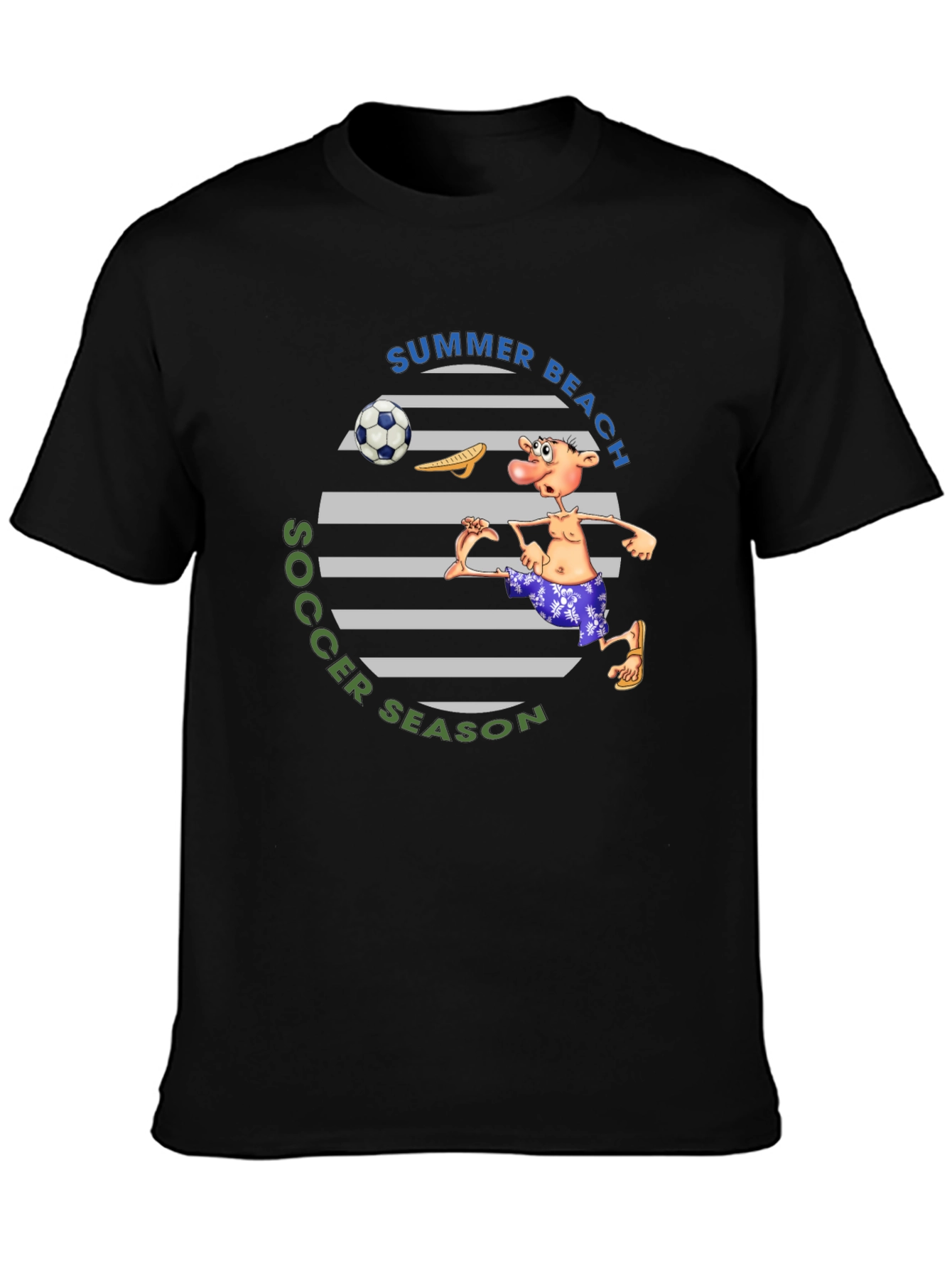 Summer Beach Soccer Season T-Shirt - Funny Cartoon Tee