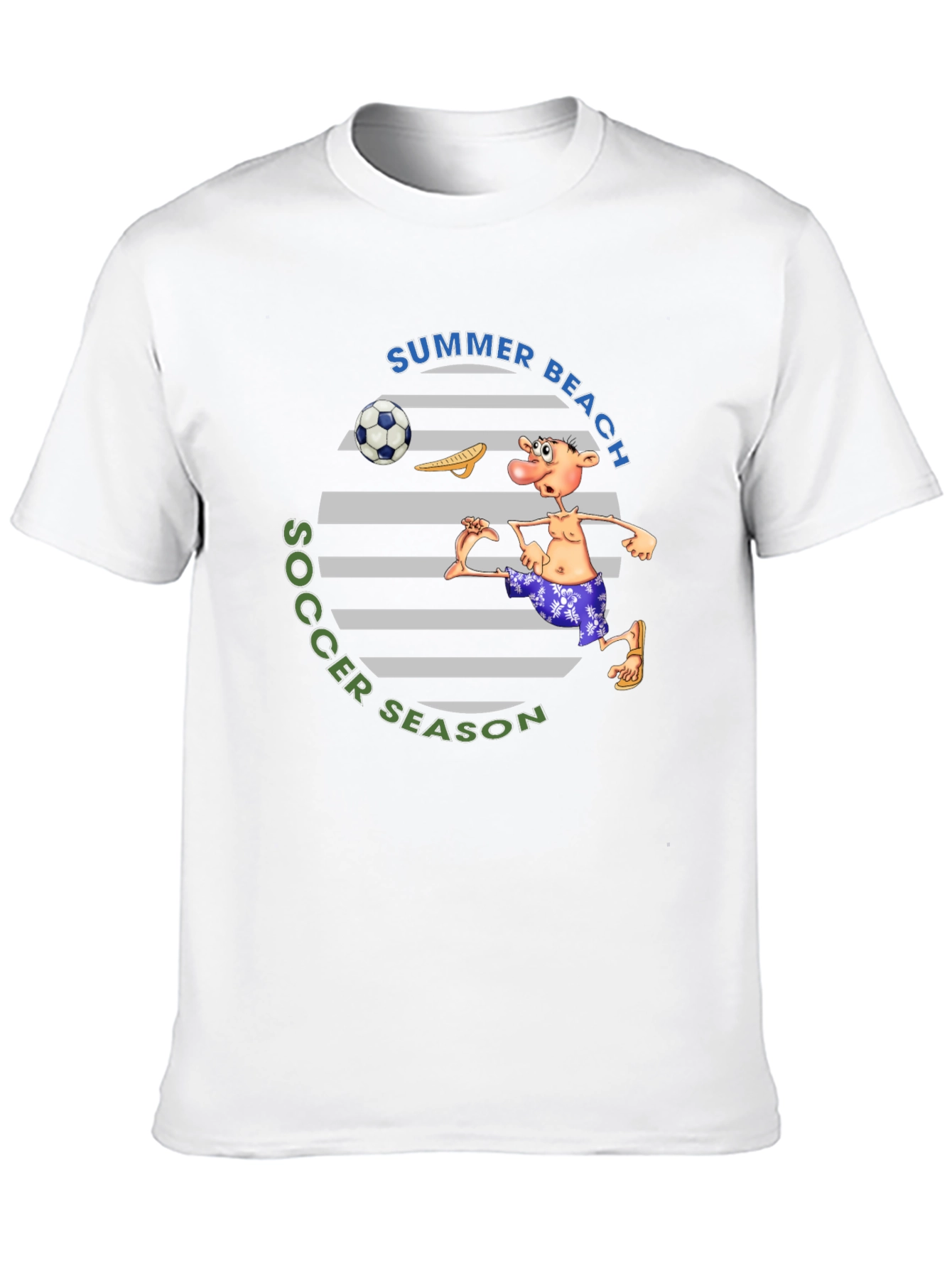 Summer Beach Soccer Season T-Shirt - Funny Cartoon Tee