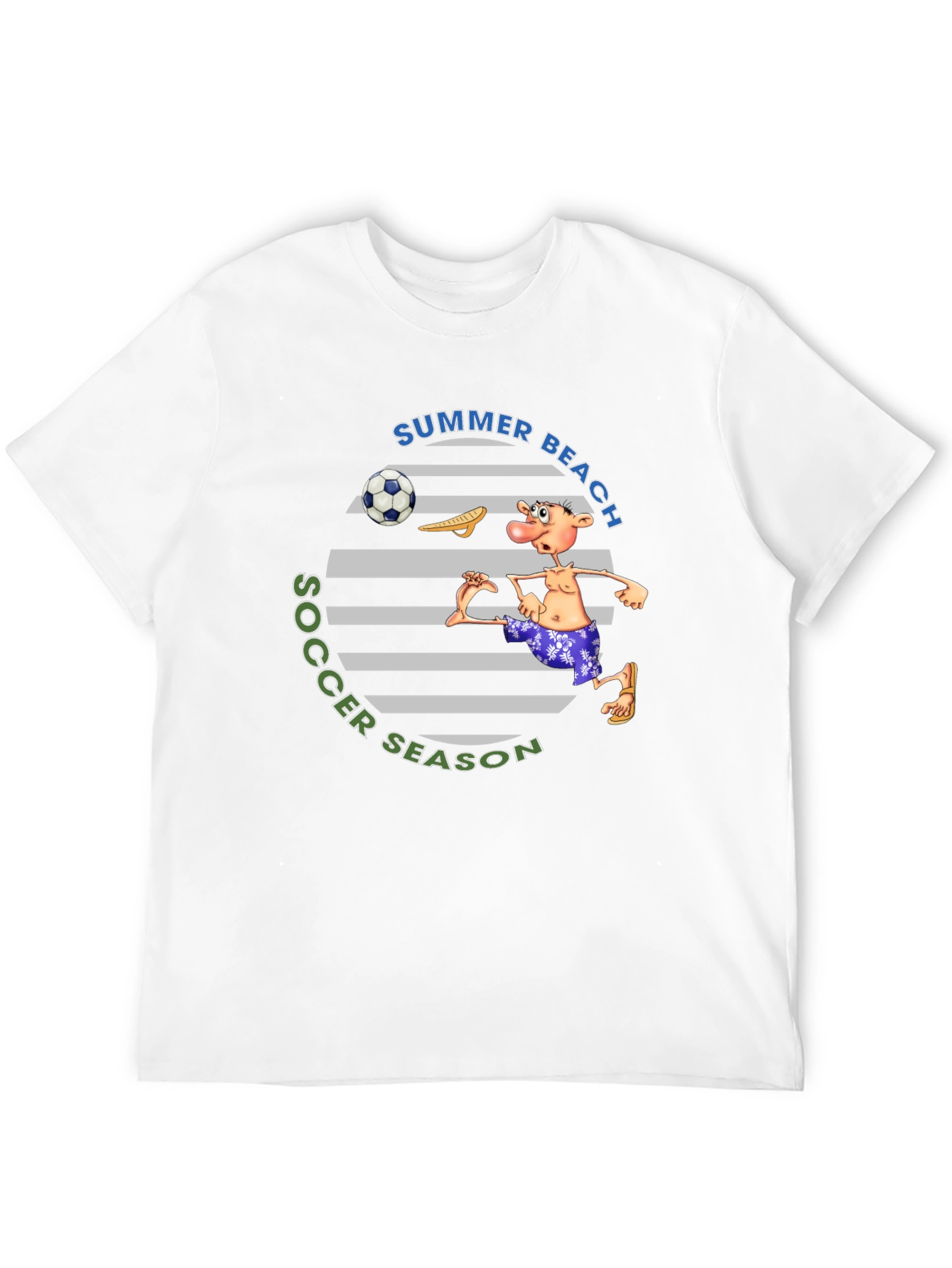 Summer Beach Soccer Season T-Shirt - Funny Cartoon Tee