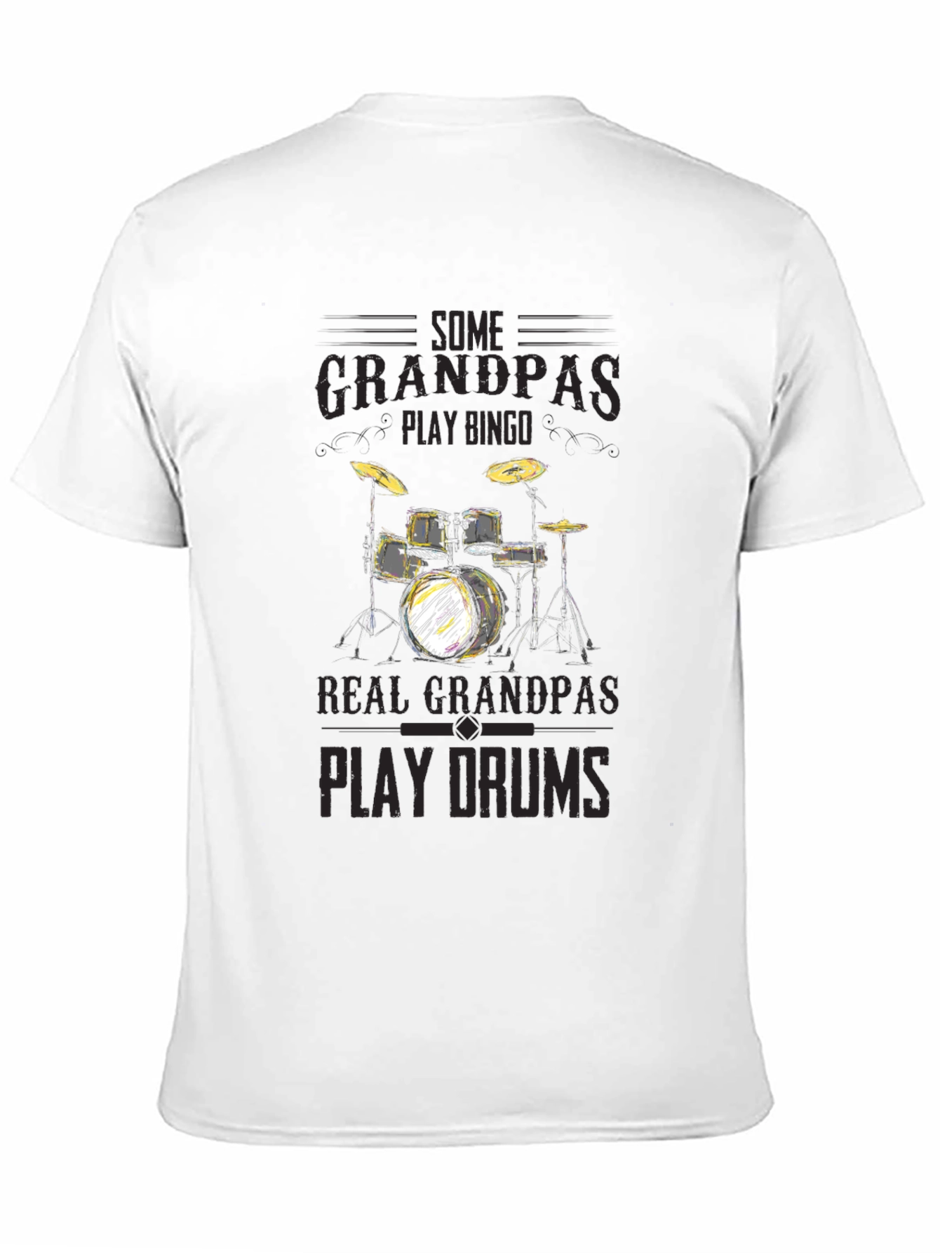Grandpas Play Drums Graphic Tee - Black Cotton
