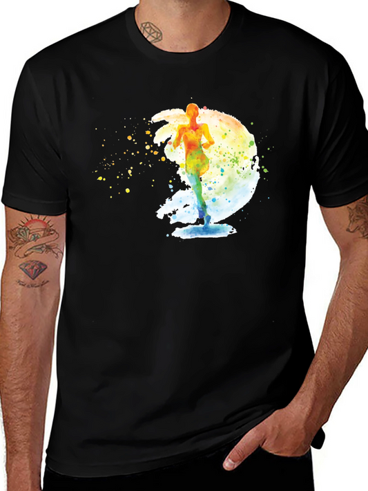 Watercolor Runner Graphic Tee - Artistic Sportswear