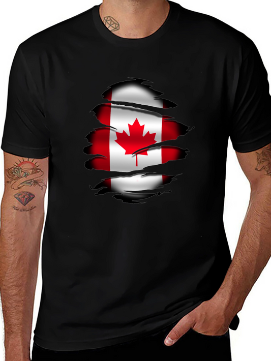 Canada Flag Ripped T-Shirt - Black