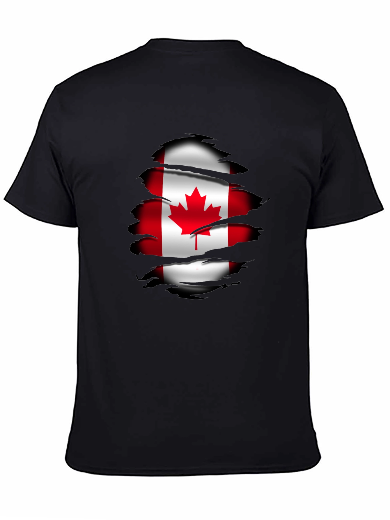 Canada Flag Ripped T-Shirt - Black
