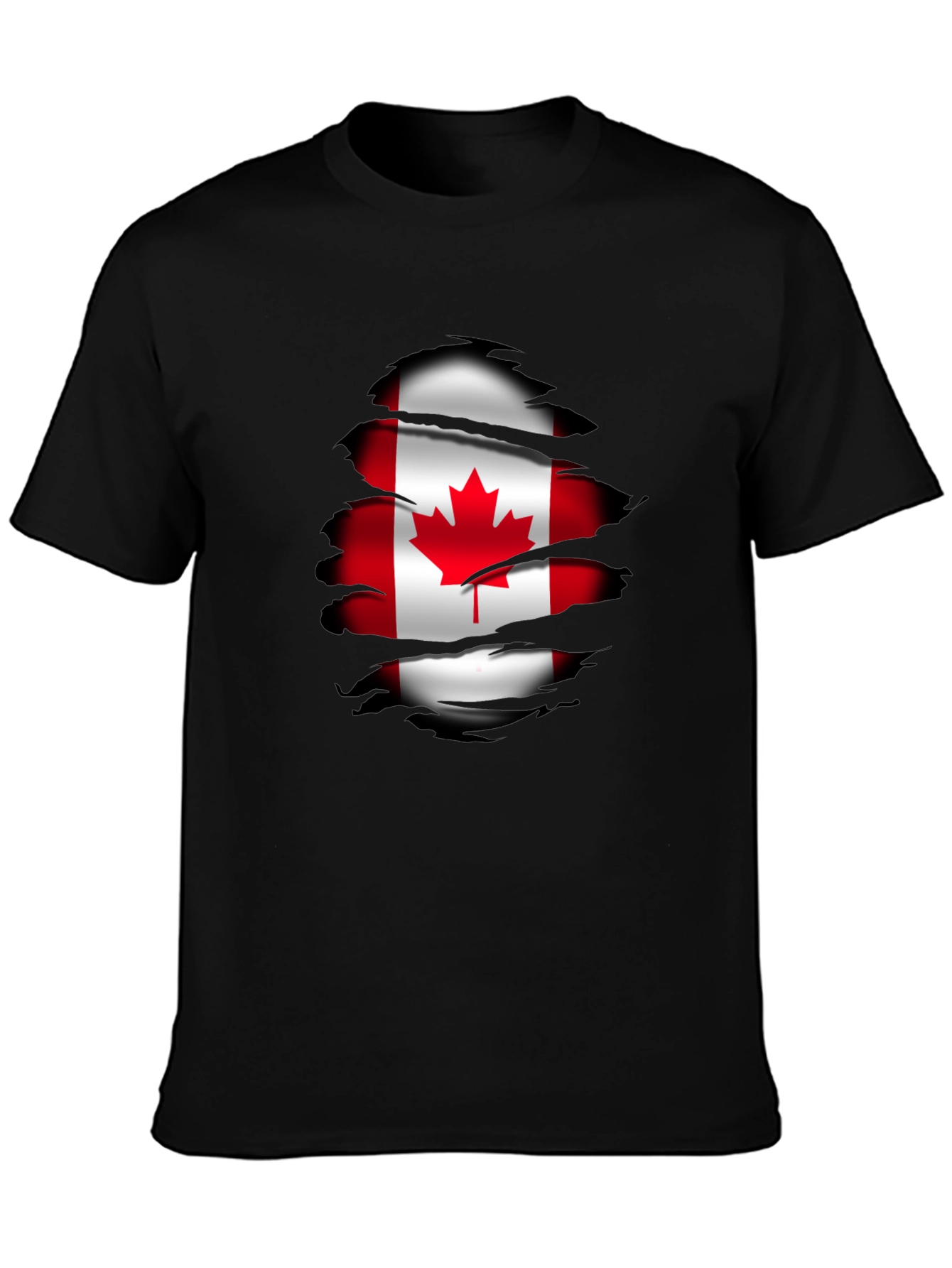 Canada Flag Ripped T-Shirt - Black