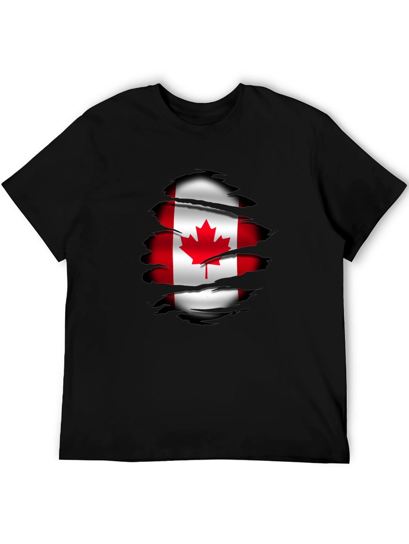 Canada Flag Ripped T-Shirt - Black