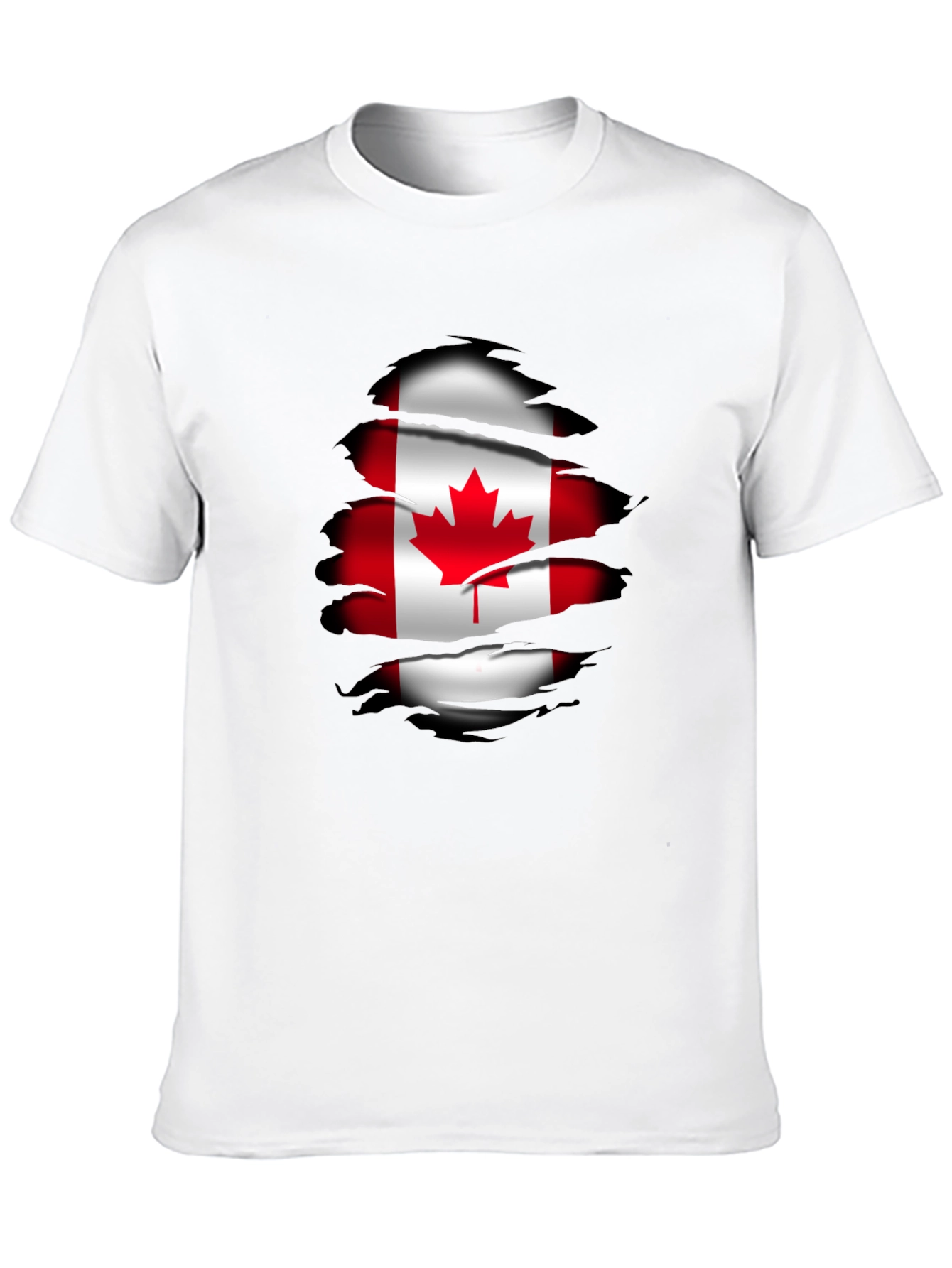 Canada Flag Ripped T-Shirt - Black