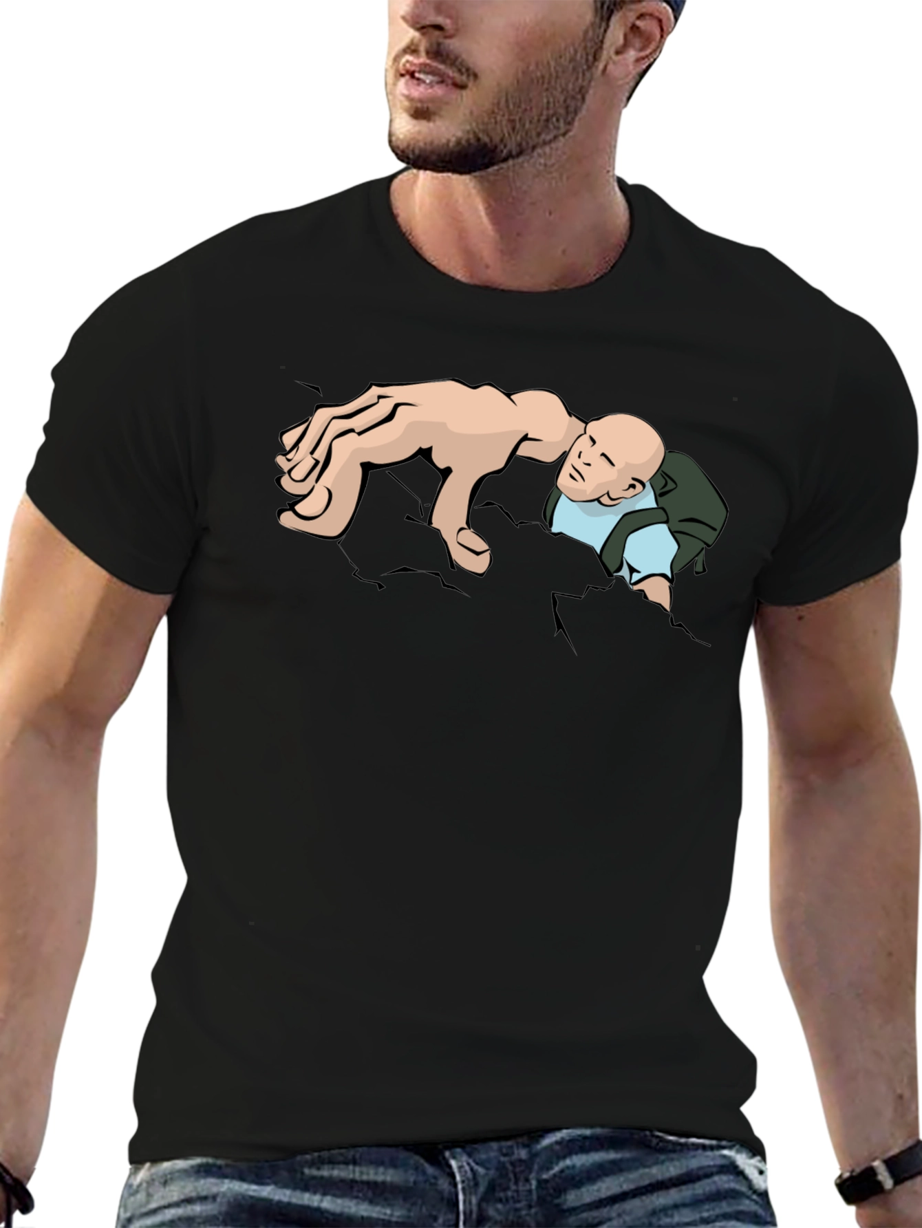 Humorous Graphic Tee - Man Climbing Out