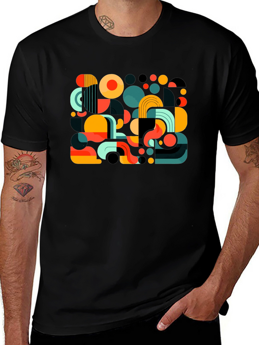 Abstract Geometric Print Mens Black T-Shirt