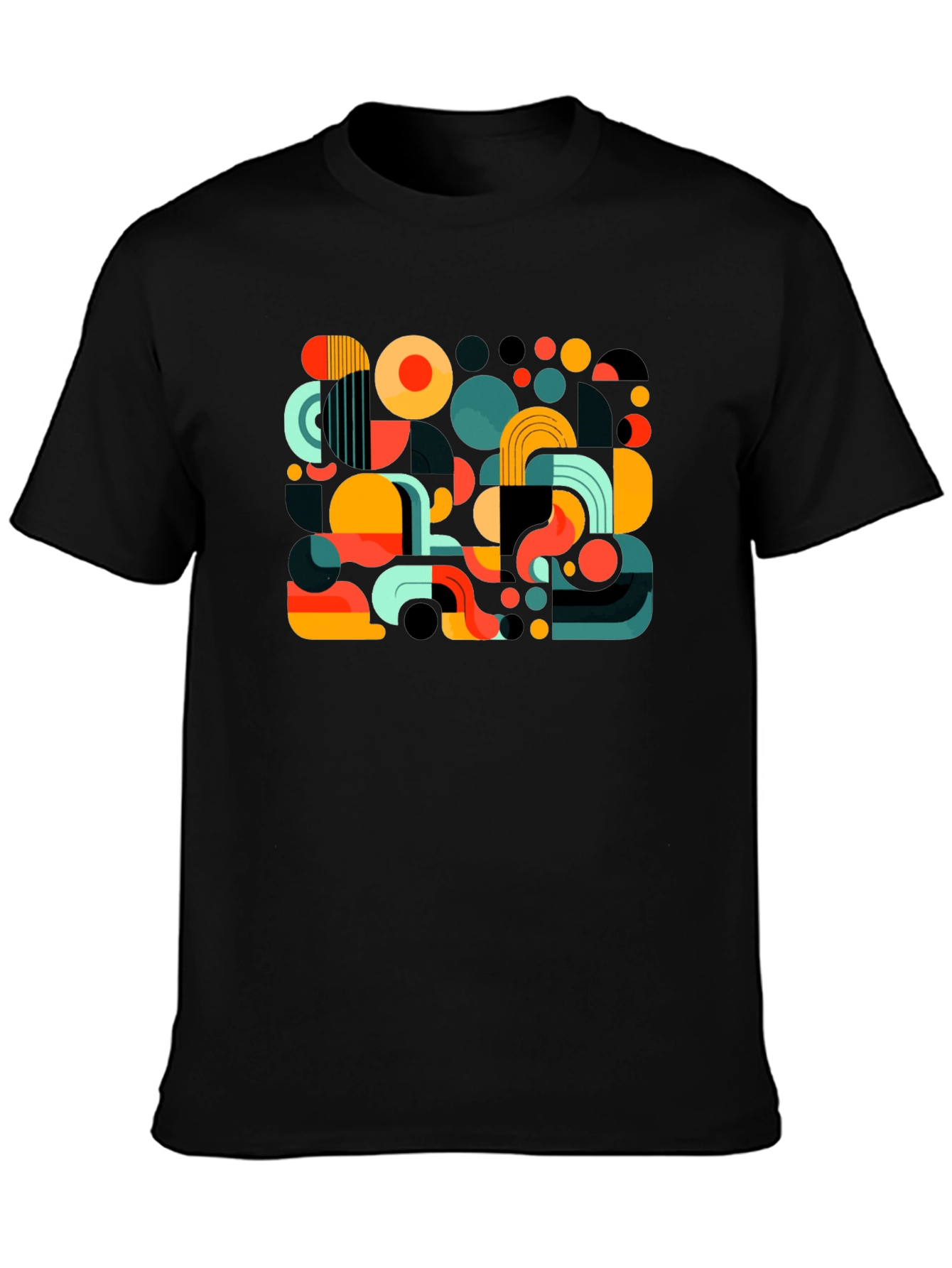 Abstract Geometric Print Mens Black T-Shirt