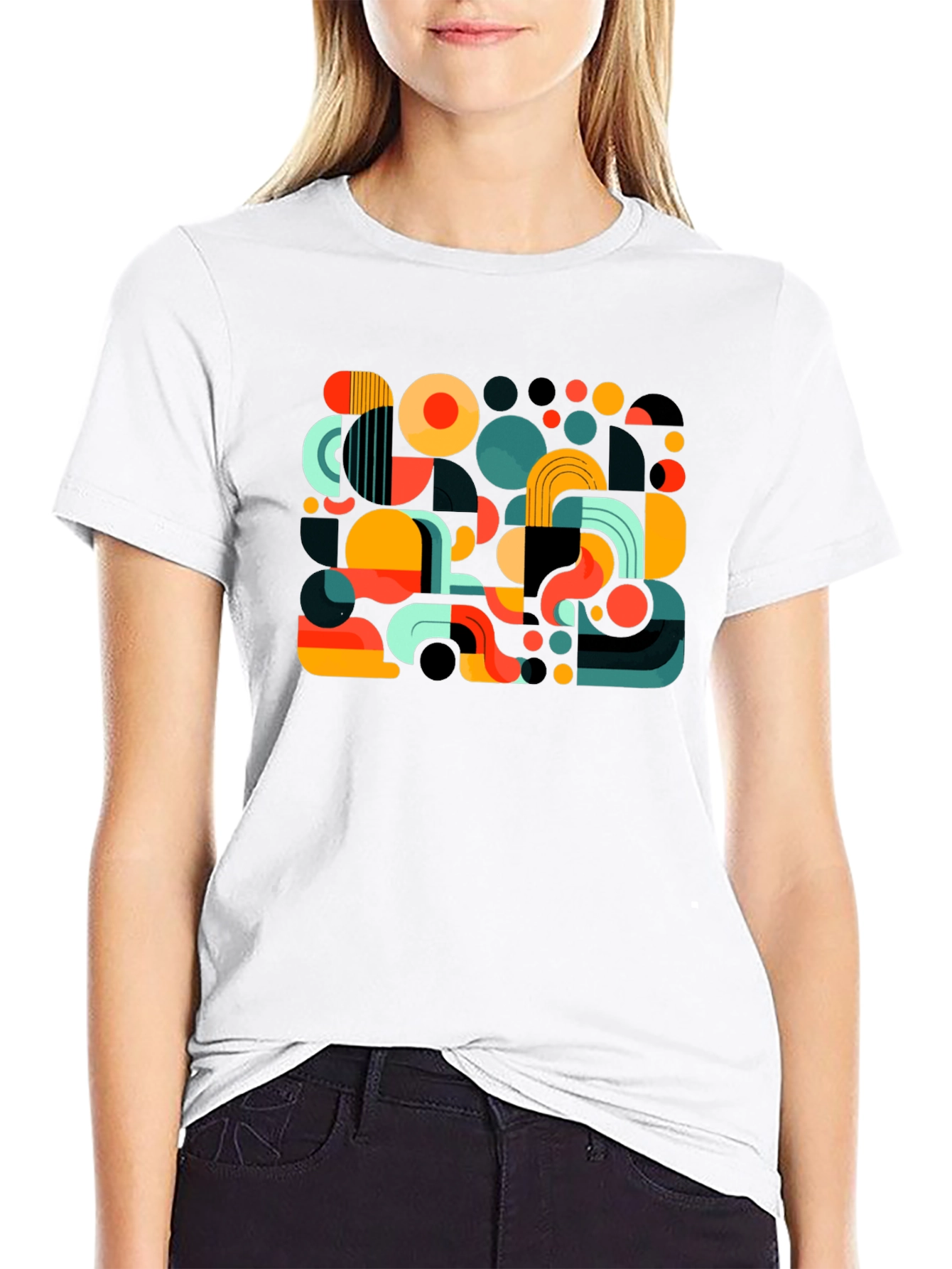Abstract Geometric Print Mens Black T-Shirt