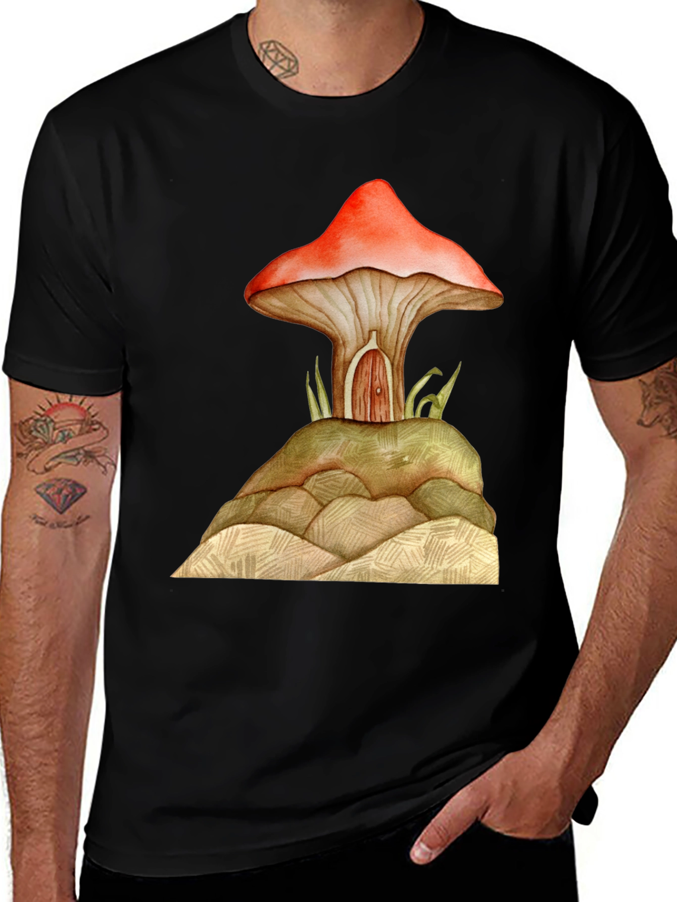 Mushroom House Graphic Tee - Unique Design