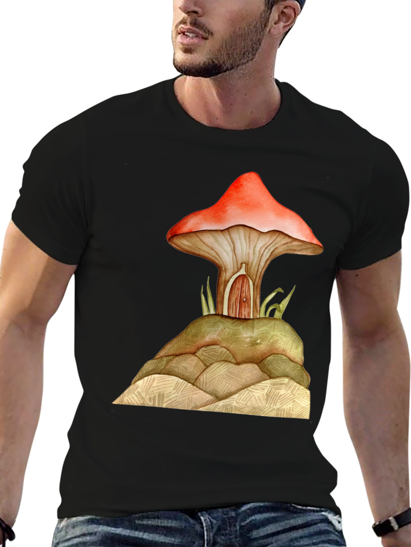Mushroom House Graphic Tee - Unique Design