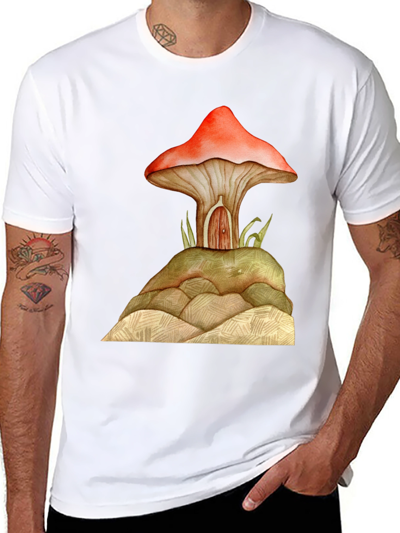 Mushroom House Graphic Tee - Unique Design