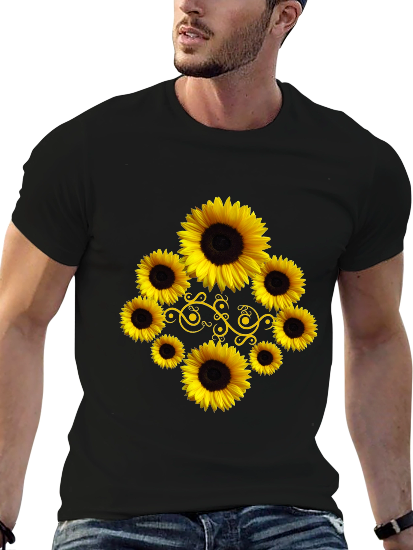 Sunflower Graphic Black T-Shirt